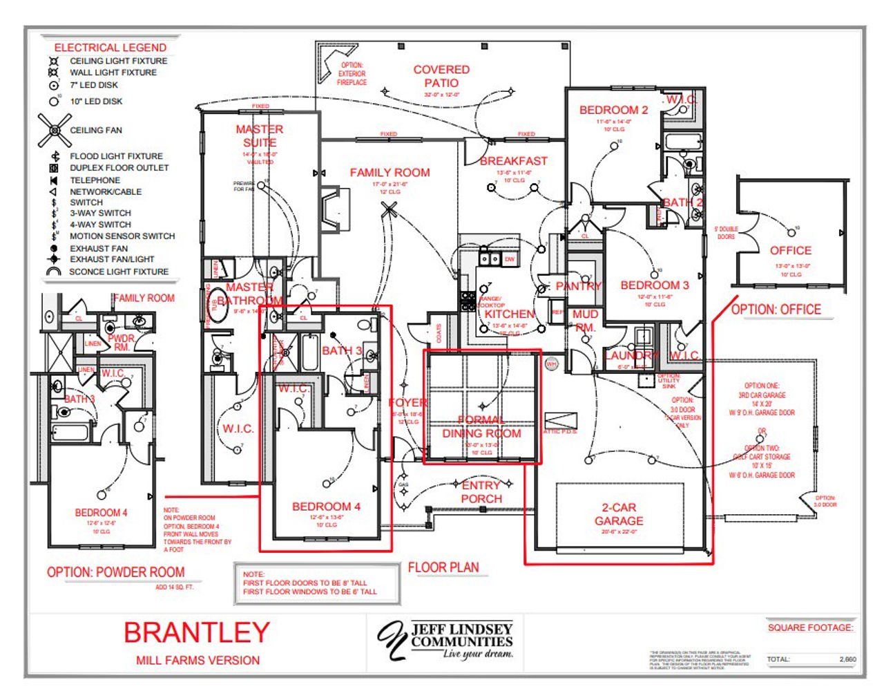 2D floor plan layout for the Brantley F by Jeff Lindsey Communities in Mill Farms, Peachtree City, GA (Image 2).