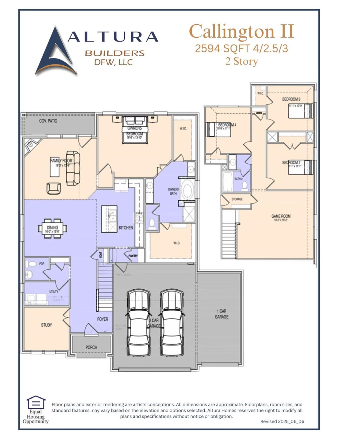 2D floor plan layout for the Callington II by Altura Homes in Forest Ridge, Greenville, TX (Image 2).