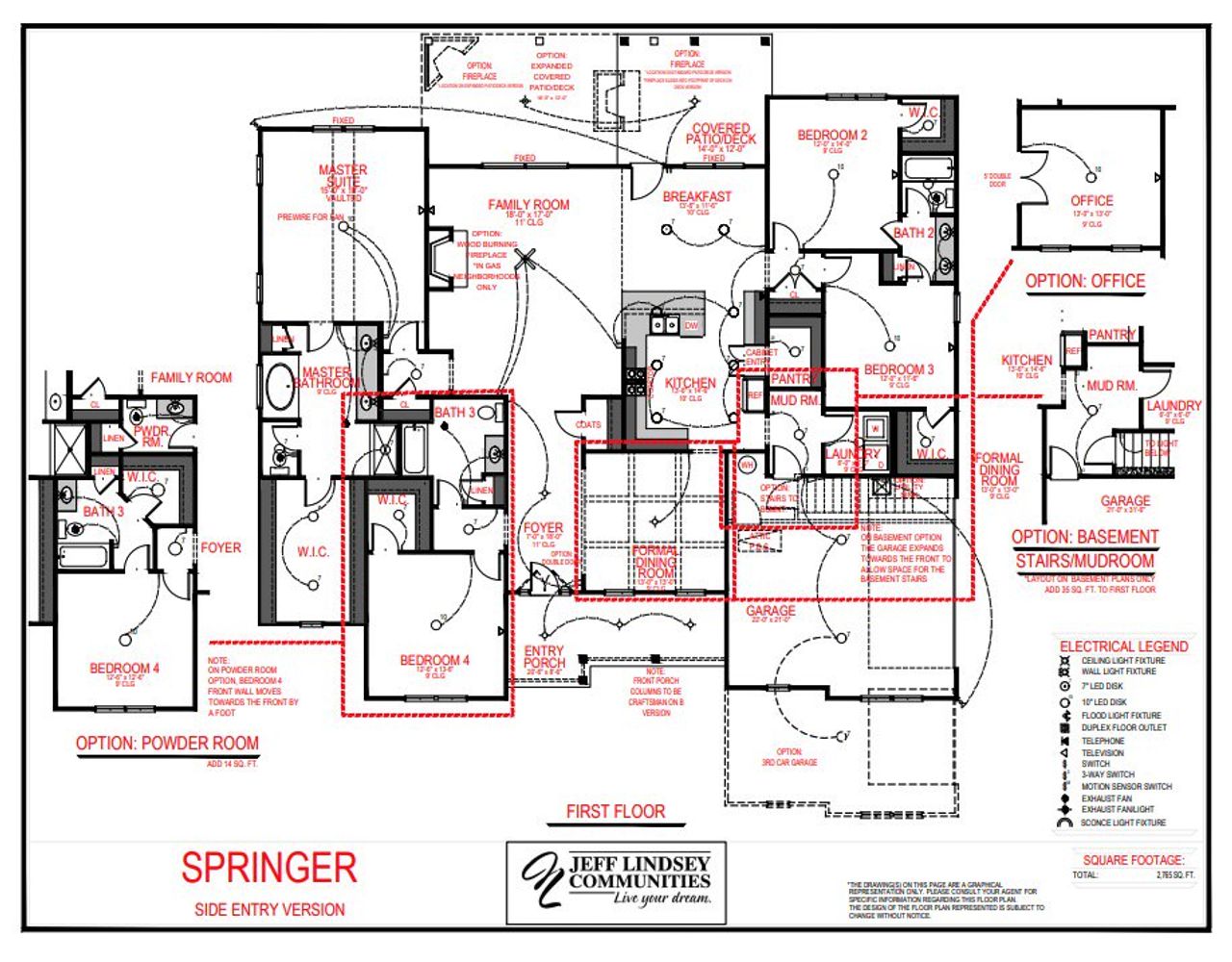 2D floor plan layout for the Springer A by Jeff Lindsey Communities in Lamar Farms, Newnan, GA (Image 2).