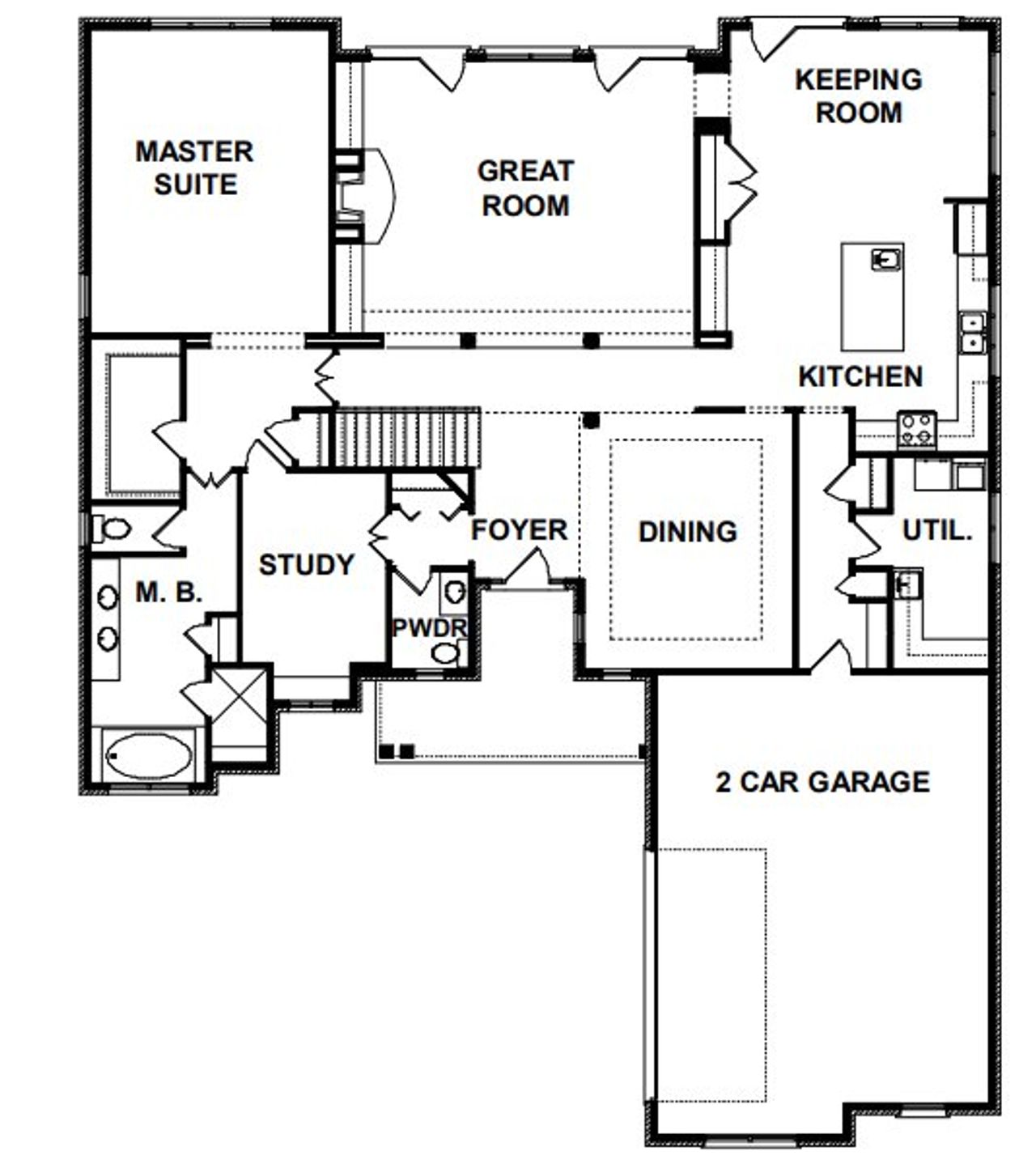 2D floor plan layout for the Ashburton by Sentinel Builders, Inc. in Copperstone At Choto, Knoxville, TN (Image 2).