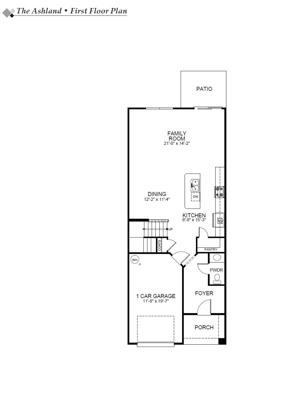 2D floor plan layout of this home in Lake Carolina Townhomes, Columbia, SC (Image 2).