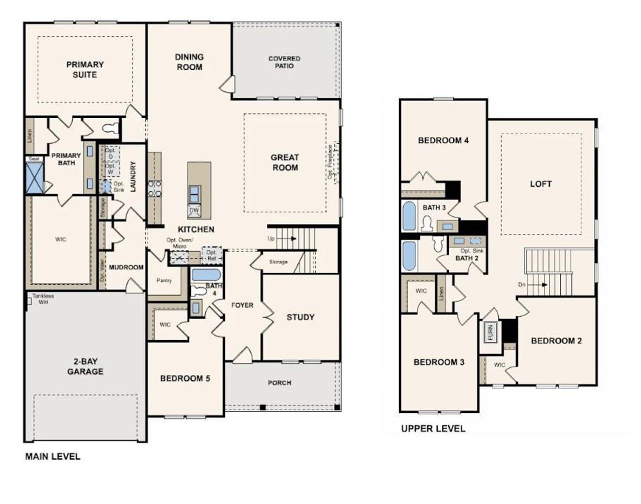 2D floor plan layout of this home in Sunterra Lakes, Brookshire, TX (Image 2).