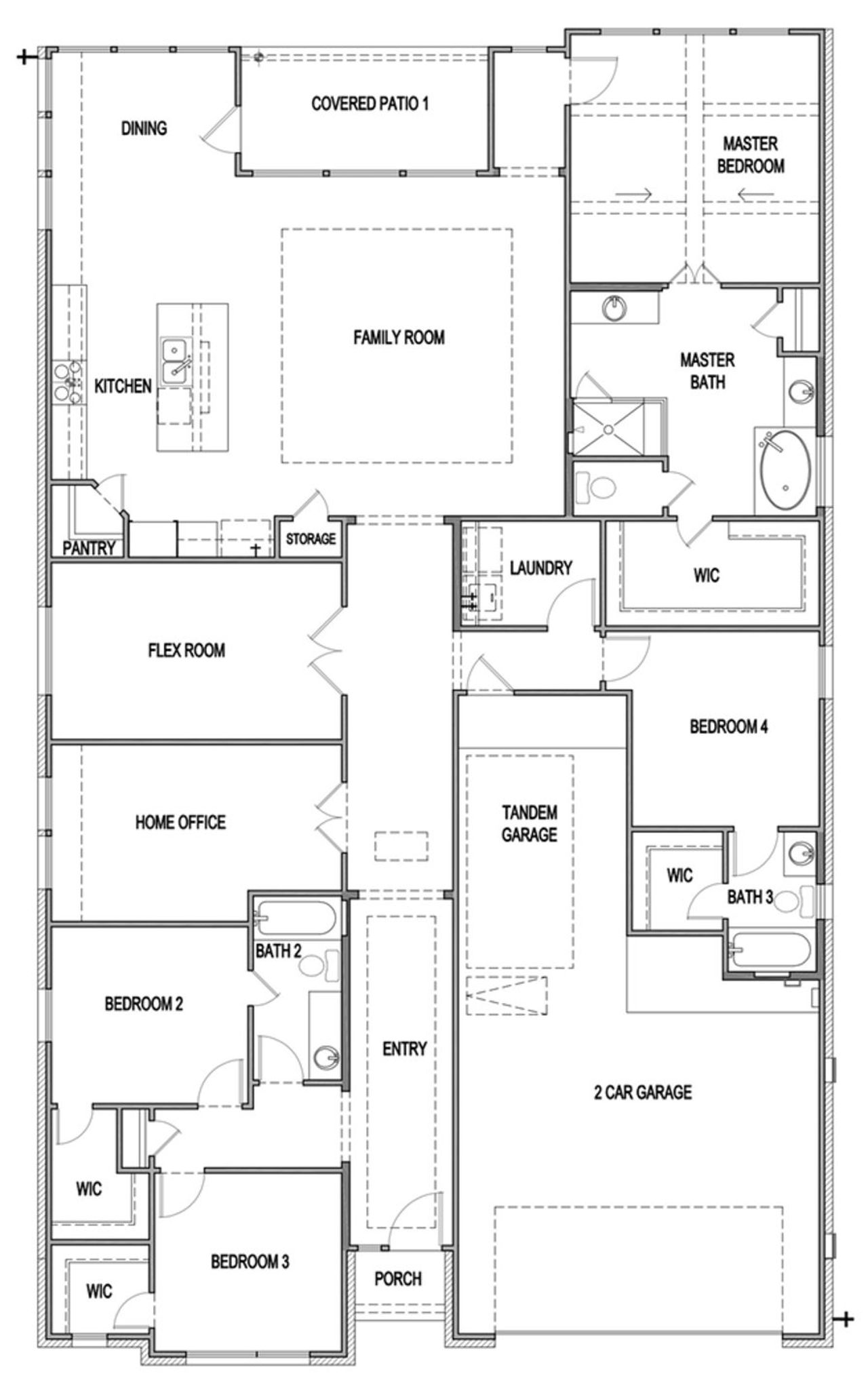 2D floor plan layout of this home in Meyer Ranch, New Braunfels, TX (Image 2).