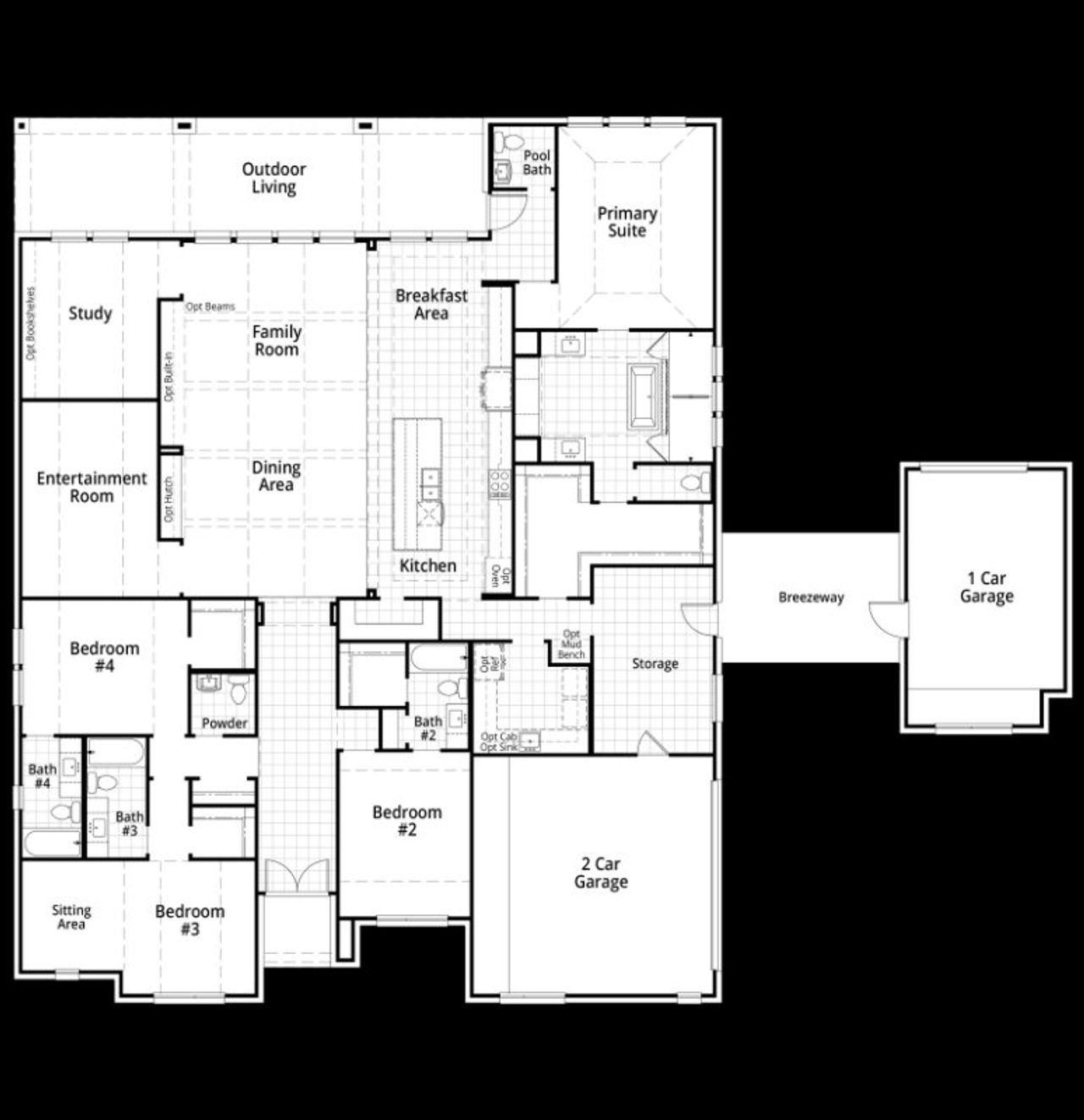 2D floor plan layout of this home in Estates at Bristol Valley, Heath, TX (Image 2).