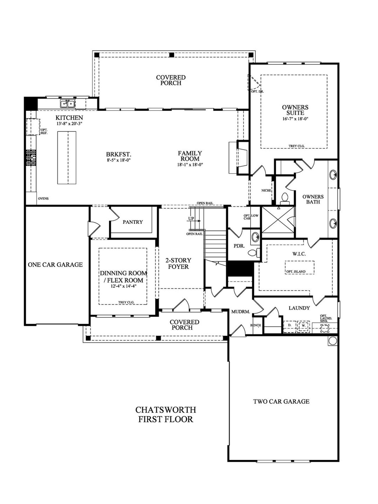 2D floor plan layout for the Chatsworth by Peachtree Residential in Arden on Lanier, Cumming, GA (Image 2).