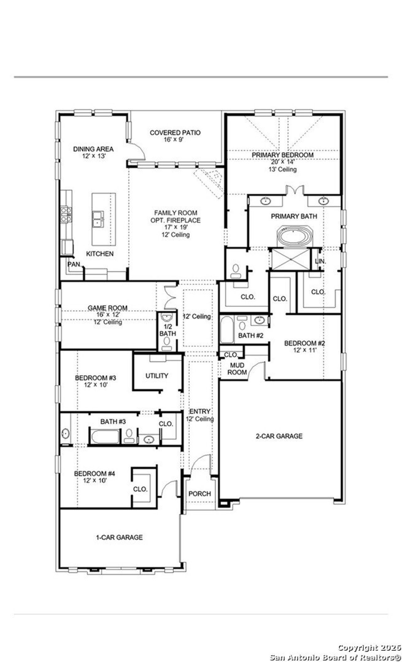 2D floor plan layout of this home in Briggs Ranch, San Antonio, TX (Image 2).
