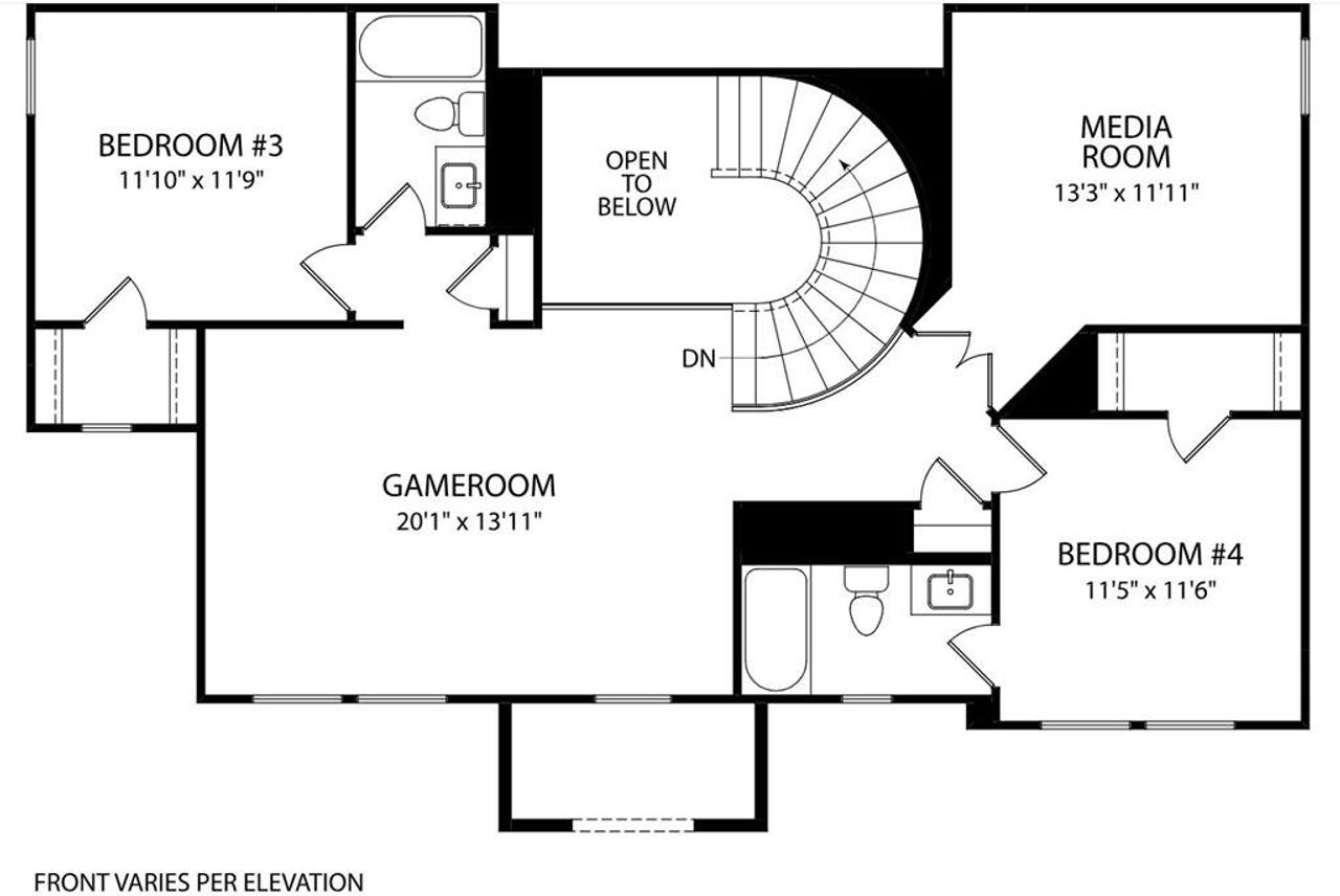2D floor plan layout of this home in Walsh Ranch 60', Fort Worth, TX (Image 2).