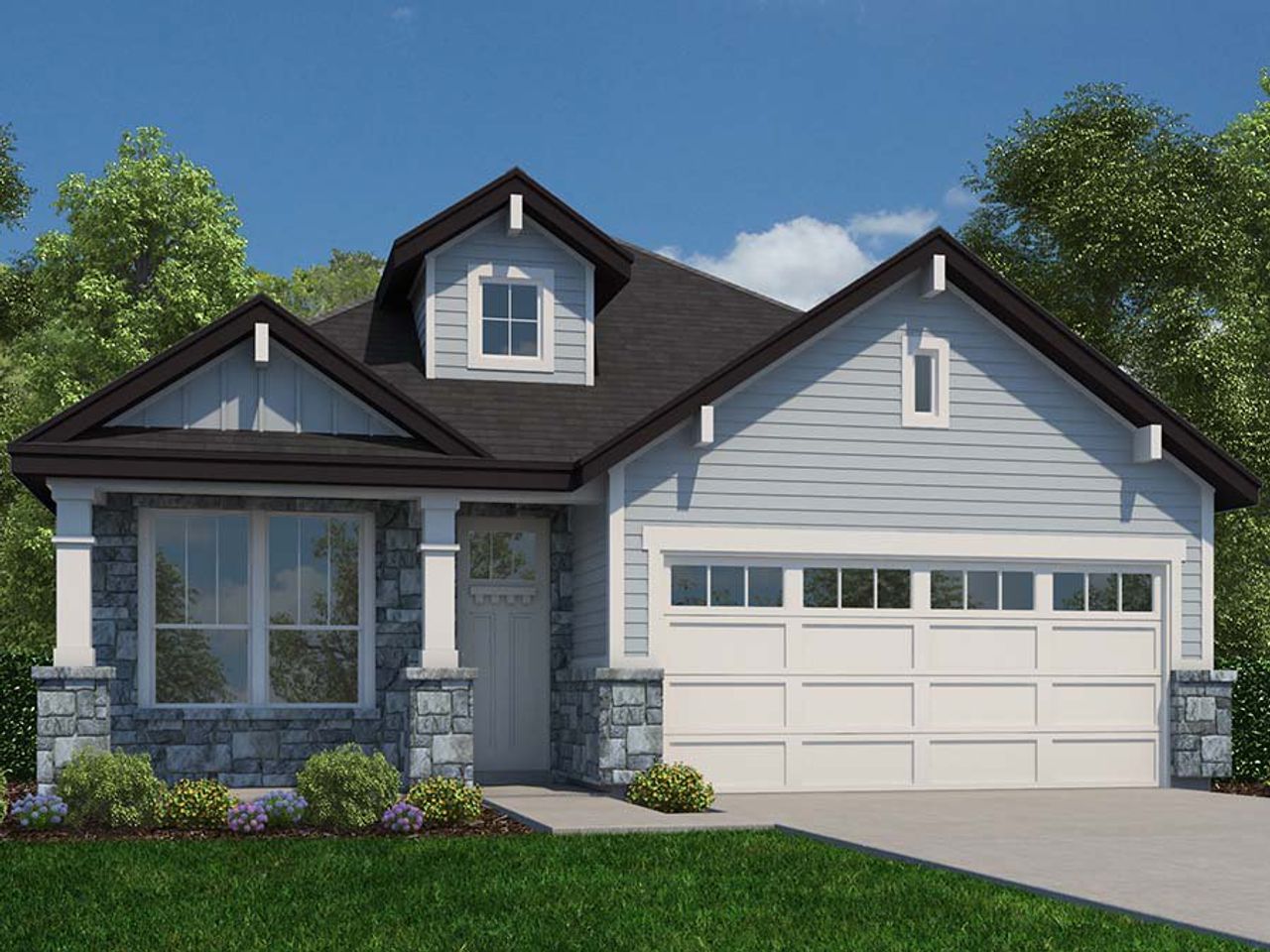 A house with a large front yard.