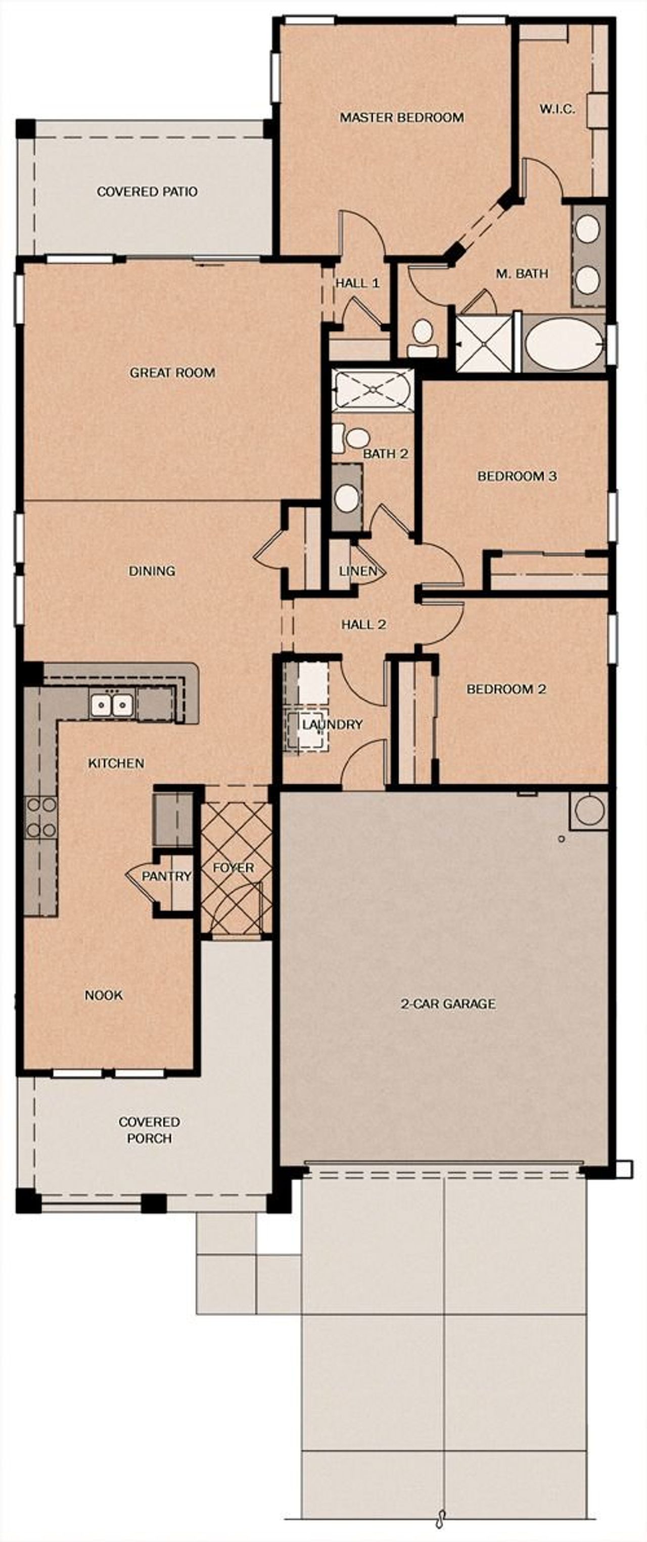 2D floor plan layout of this home in Calistoga at Promenade, San Tan Valley, AZ (Image 2).
