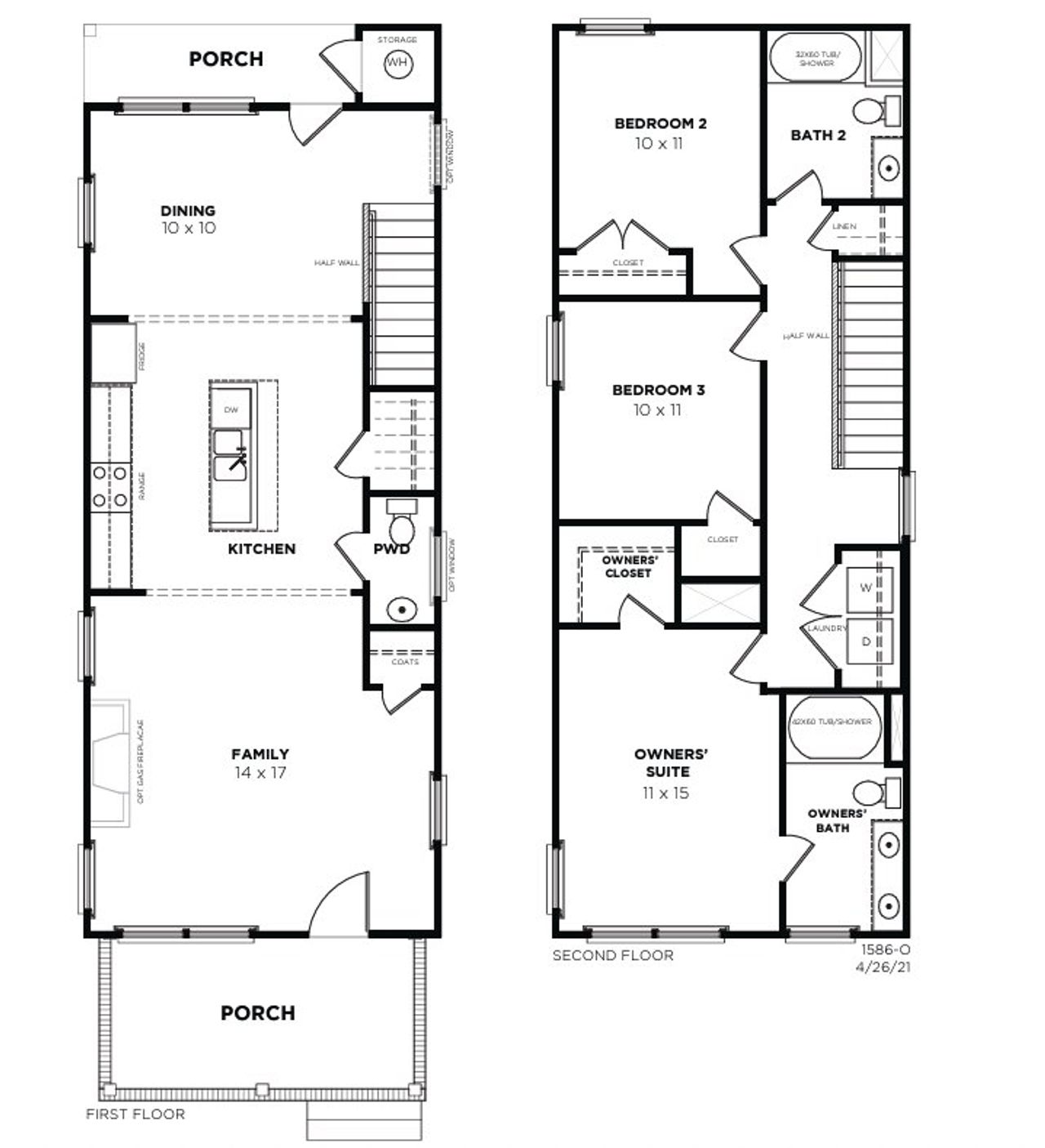 2D floor plan layout for the Rowan O by Saussy Burbank in Nexton - Midtown, Summerville, SC (Image 2).