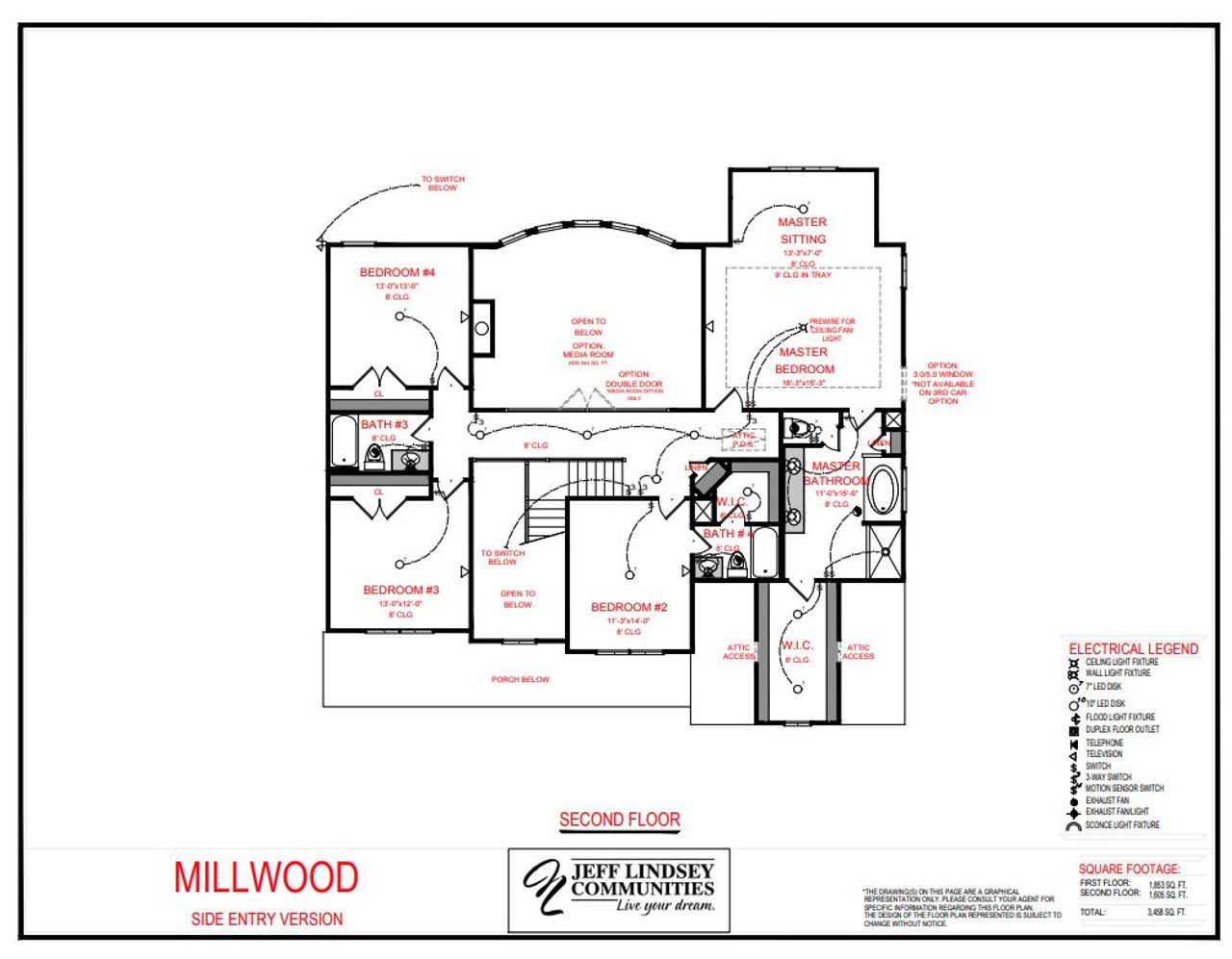 2D floor plan layout for the Millwood F by Jeff Lindsey Communities in Ellerbe, Newnan, GA (Image 2).