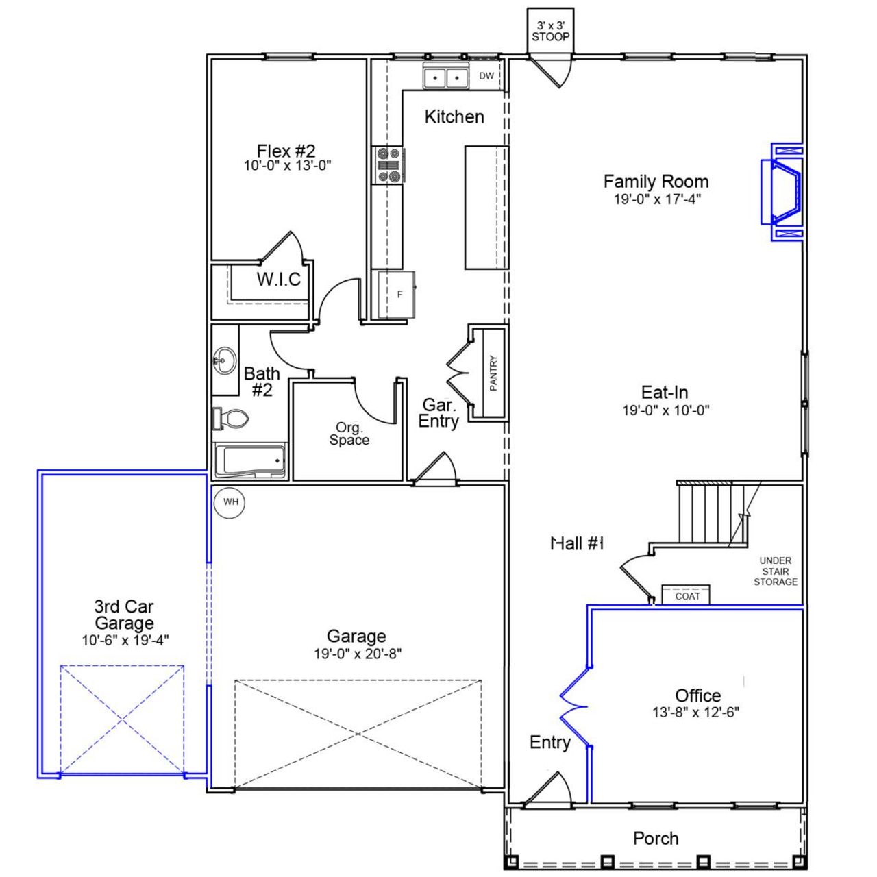 2D floor plan layout of this home in Stapleton, Clemmons, NC (Image 2).