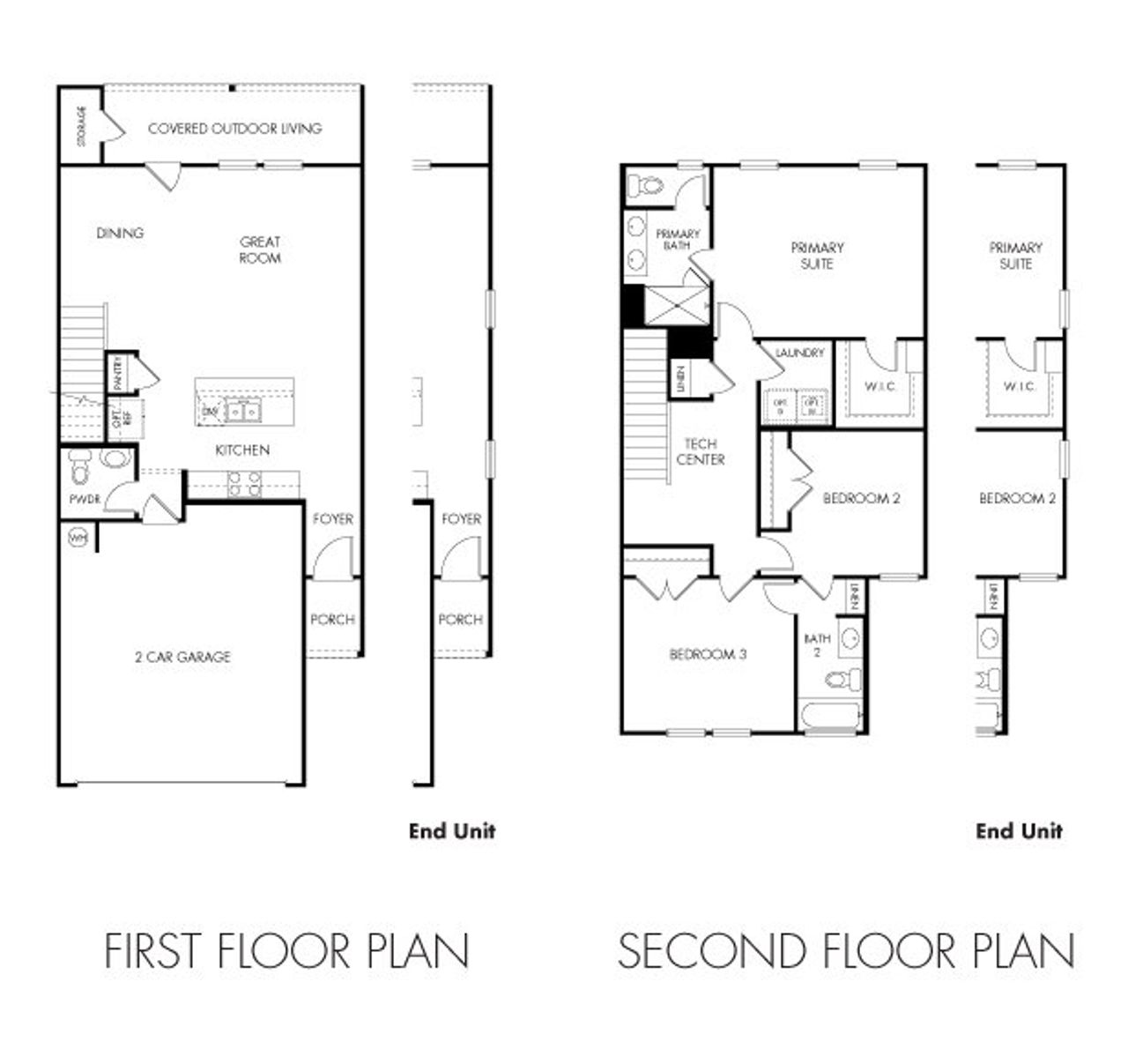 2D floor plan layout for the The Bonnell (162) by Meritage Homes in Waterstone Village, Kyle, TX (Image 2).