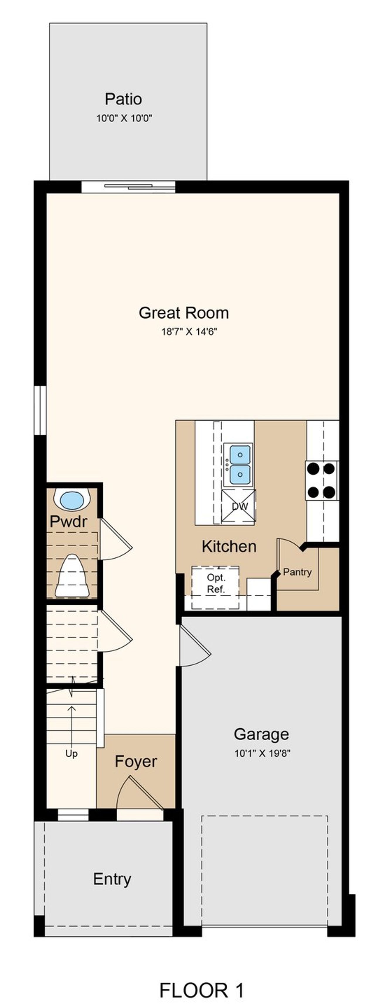 2D floor plan layout of this home in Waterstone Townhomes, Groveland, FL (Image 2).