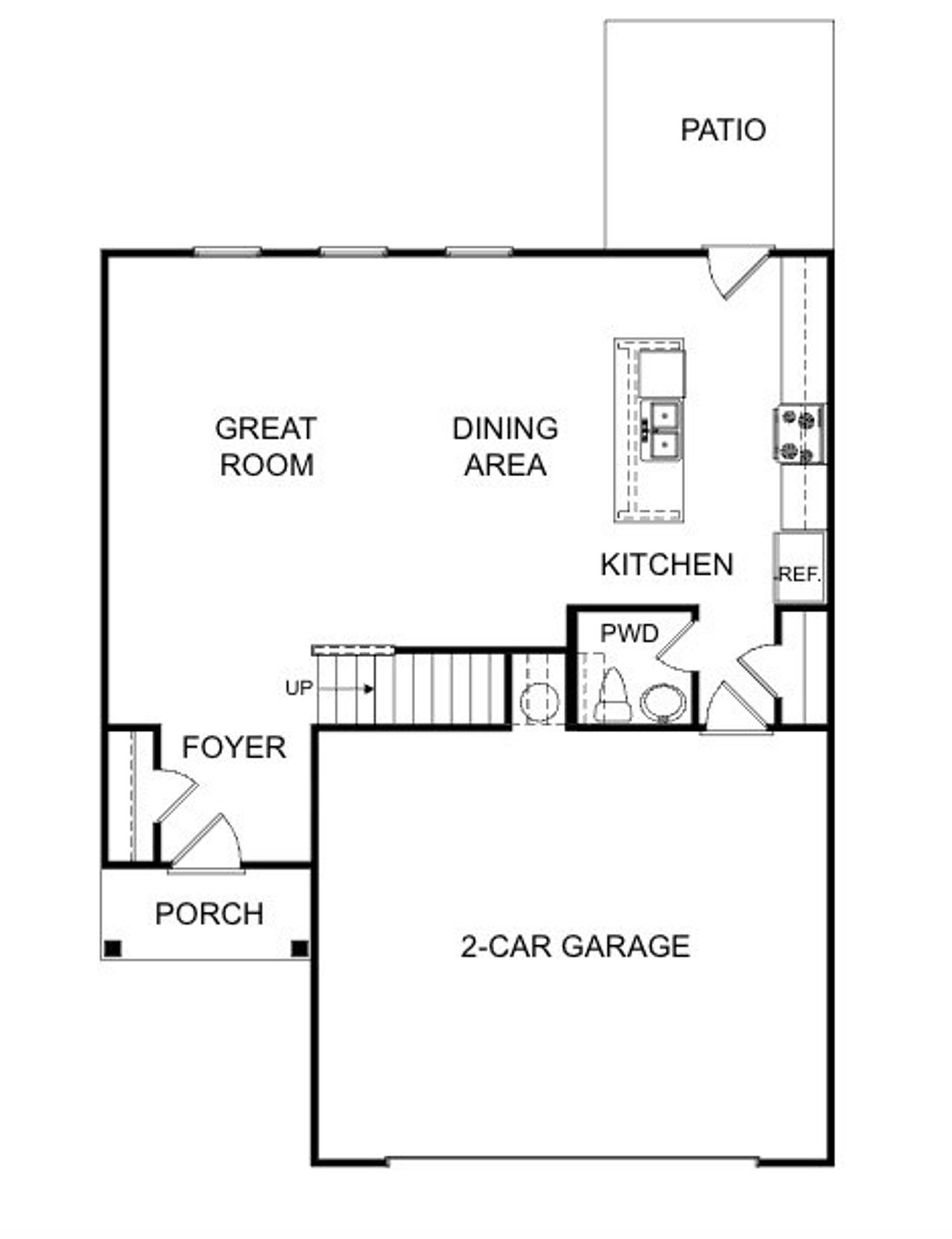 2D floor plan layout for the Bramblewood by Piedmont Residential in The Retreat at Browns Ridge, Newnan, GA (Image 2).