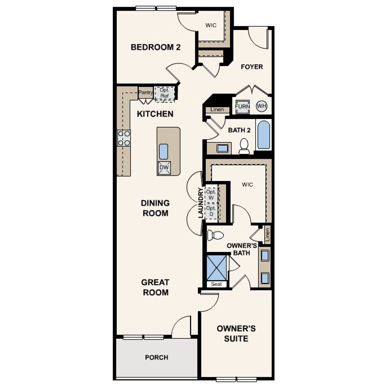 2D floor plan layout for the A2 by Century Communities in Condos at Waterstone, Sherrills Ford, NC (Image 2). 2D floor plan layout for the A2 by Century Communities in Condos at Waterstone, Sherrills Ford, NC (Image 2).