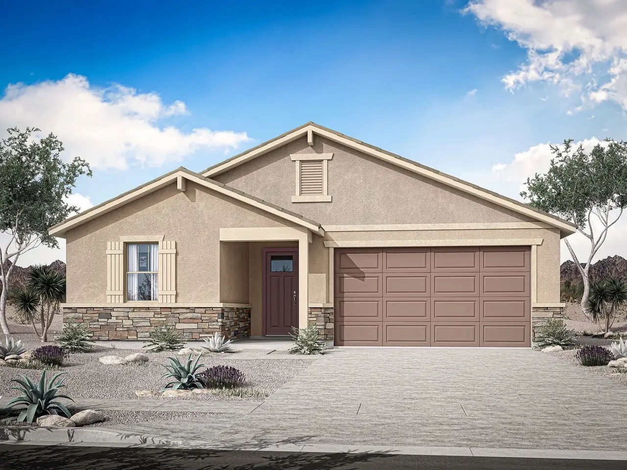 Representative exterior photo of a completed home built from the Aqua by Mattamy Homes in Rosewood Heights, San Tan Valley, AZ (Image 2).