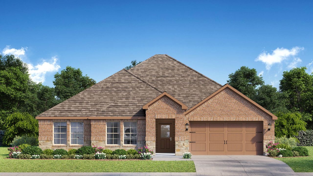 Representative exterior photo of a completed home built from the dillon by D.R. Horton in Parkerville Meadows, DeSoto, TX (Image 2). Representative exterior photo of a completed home built from the dillon by D.R. Horton in Parkerville Meadows, DeSoto, TX (Image 2).