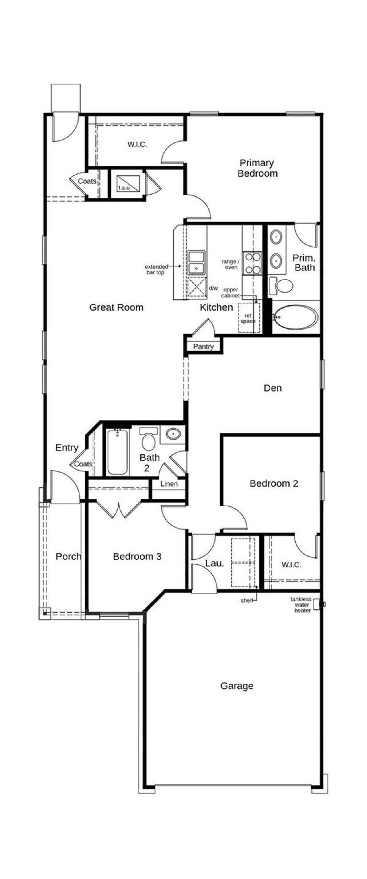 This floor plan features 3 bedrooms, 2 full baths and over 1,400 square feet of living space.