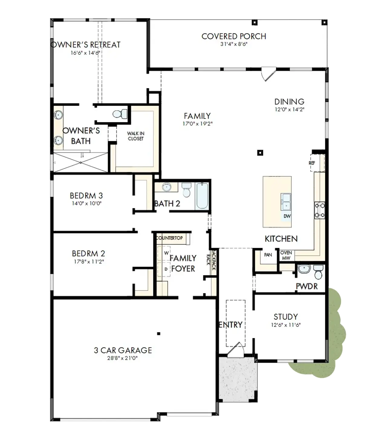 2D floor plan layout of this home in Windsong - Legacy Series, Boerne, TX (Image 2).