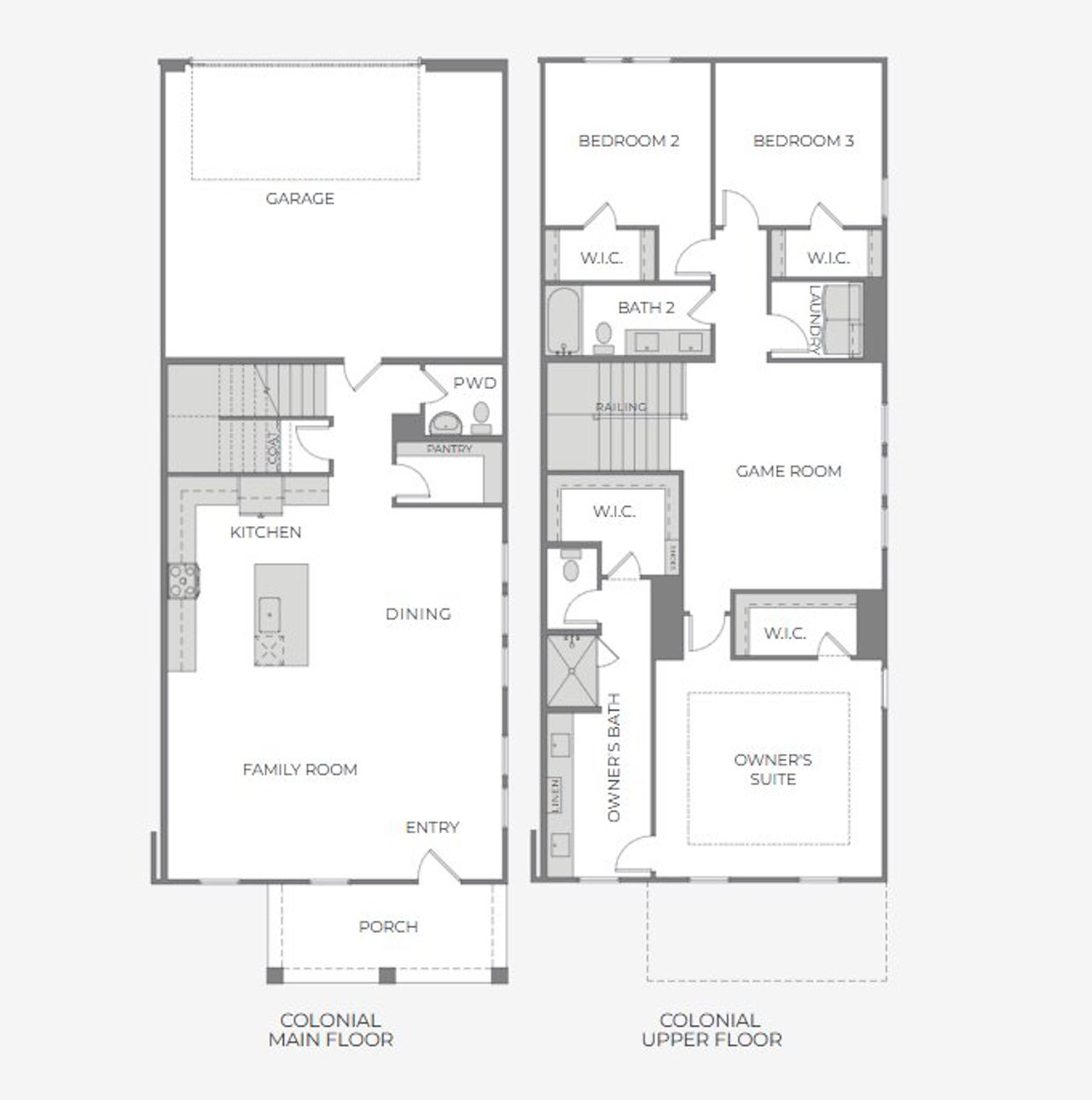 2D floor plan layout for the Justin by CB JENI Homes in Hazelwood, Frisco, TX (Image 2). 2D floor plan layout for the Justin by CB JENI Homes in Hazelwood, Frisco, TX (Image 2).