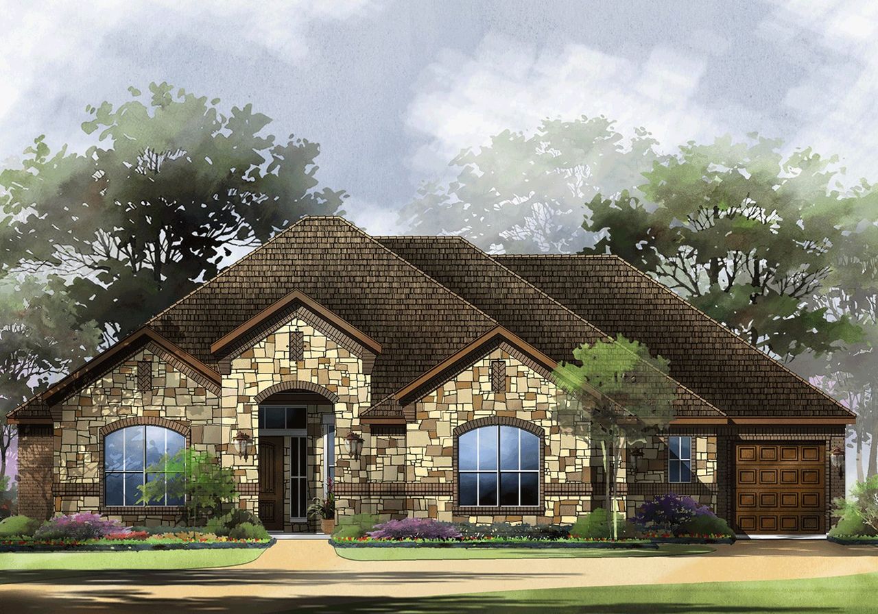 Representative exterior photo of a completed home built from the Milano by Sitterle Homes in Highland Estates, San Antonio, TX (Image 2). Representative exterior photo of a completed home built from the Milano by Sitterle Homes in Highland Estates, San Antonio, TX (Image 2).