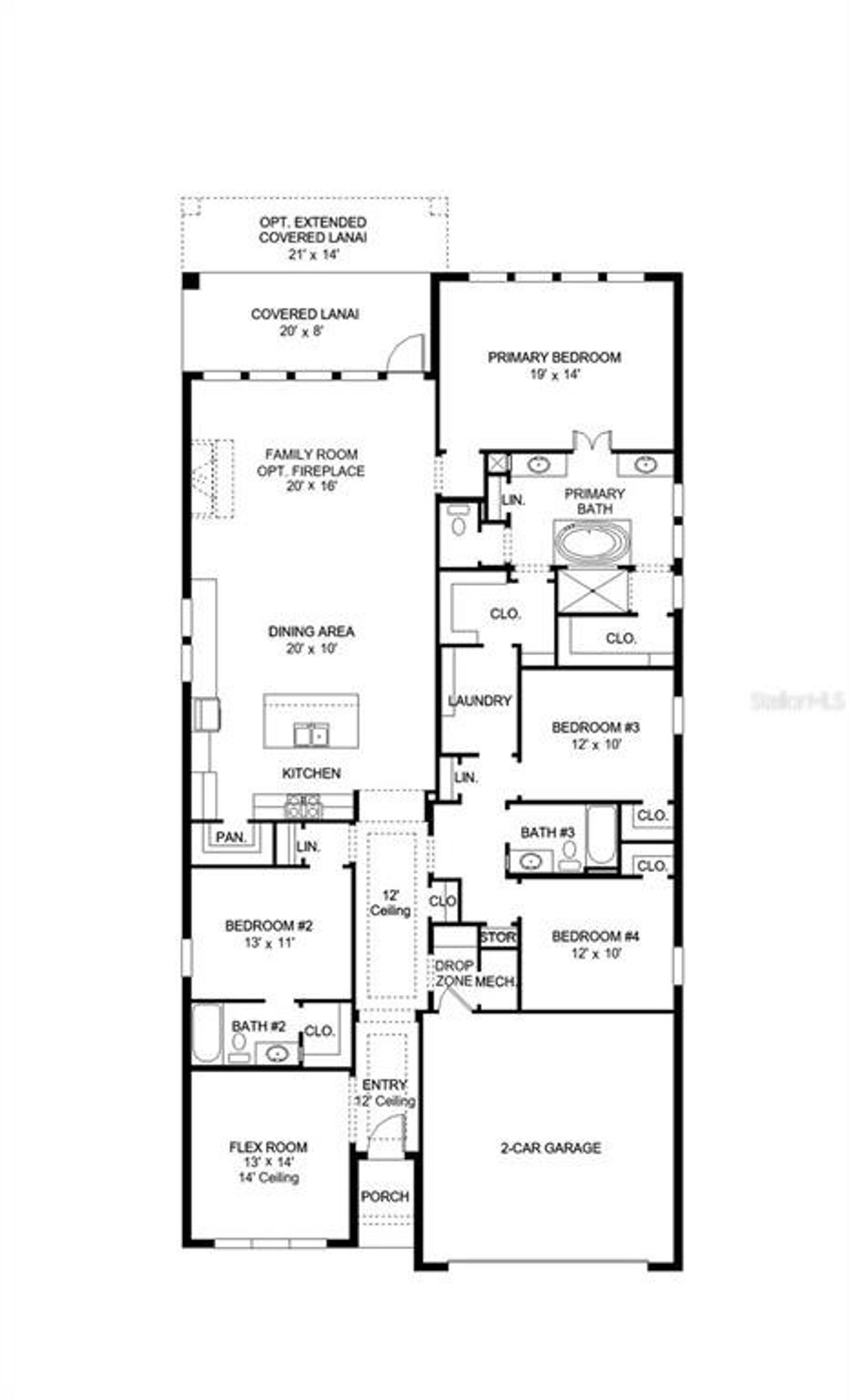 2D floor plan layout of this home in Mandarin Grove, Palmetto, FL (Image 2).