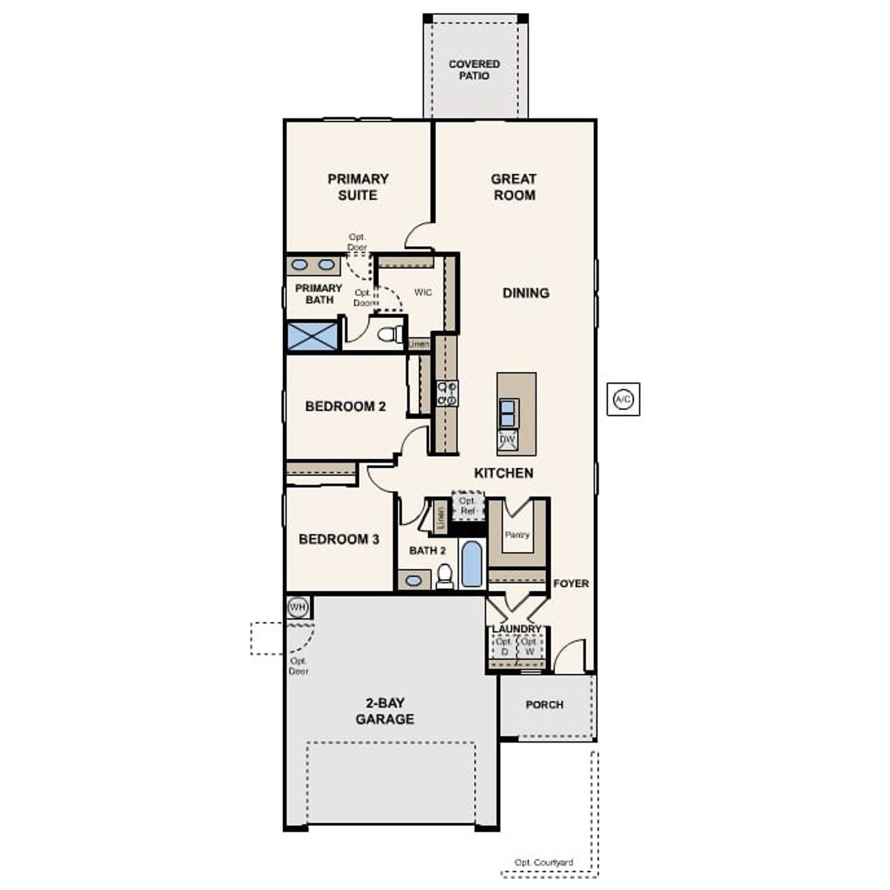 2D floor plan layout of this home in Manzanita at Teravalis, Buckeye, AZ (Image 2).