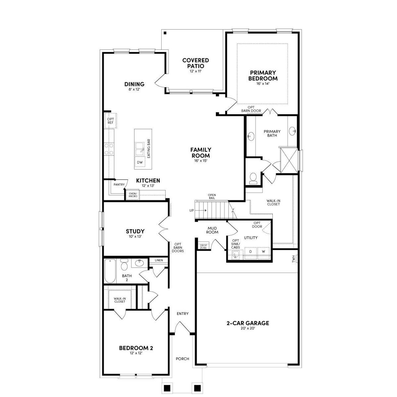 2D floor plan layout of this home in Midline, Webster, TX (Image 2).