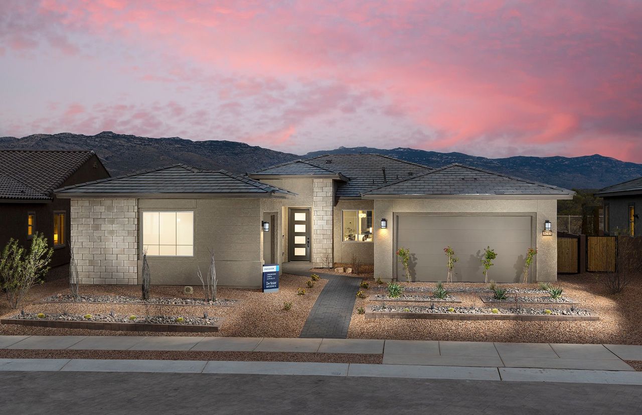 Front exterior of a new home in Del Webb at Rocking K, Tucson, AZ, highlighting curb appeal (Image 2).
