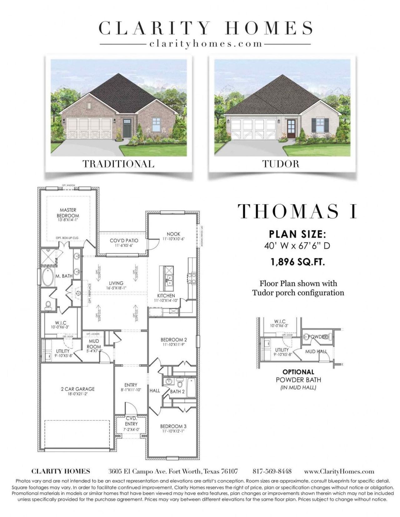 2D floor plan layout for the Thomas I by Clarity Homes in Wildcat Ridge, Godley, TX (Image 2). 2D floor plan layout for the Thomas I by Clarity Homes in Wildcat Ridge, Godley, TX (Image 2).