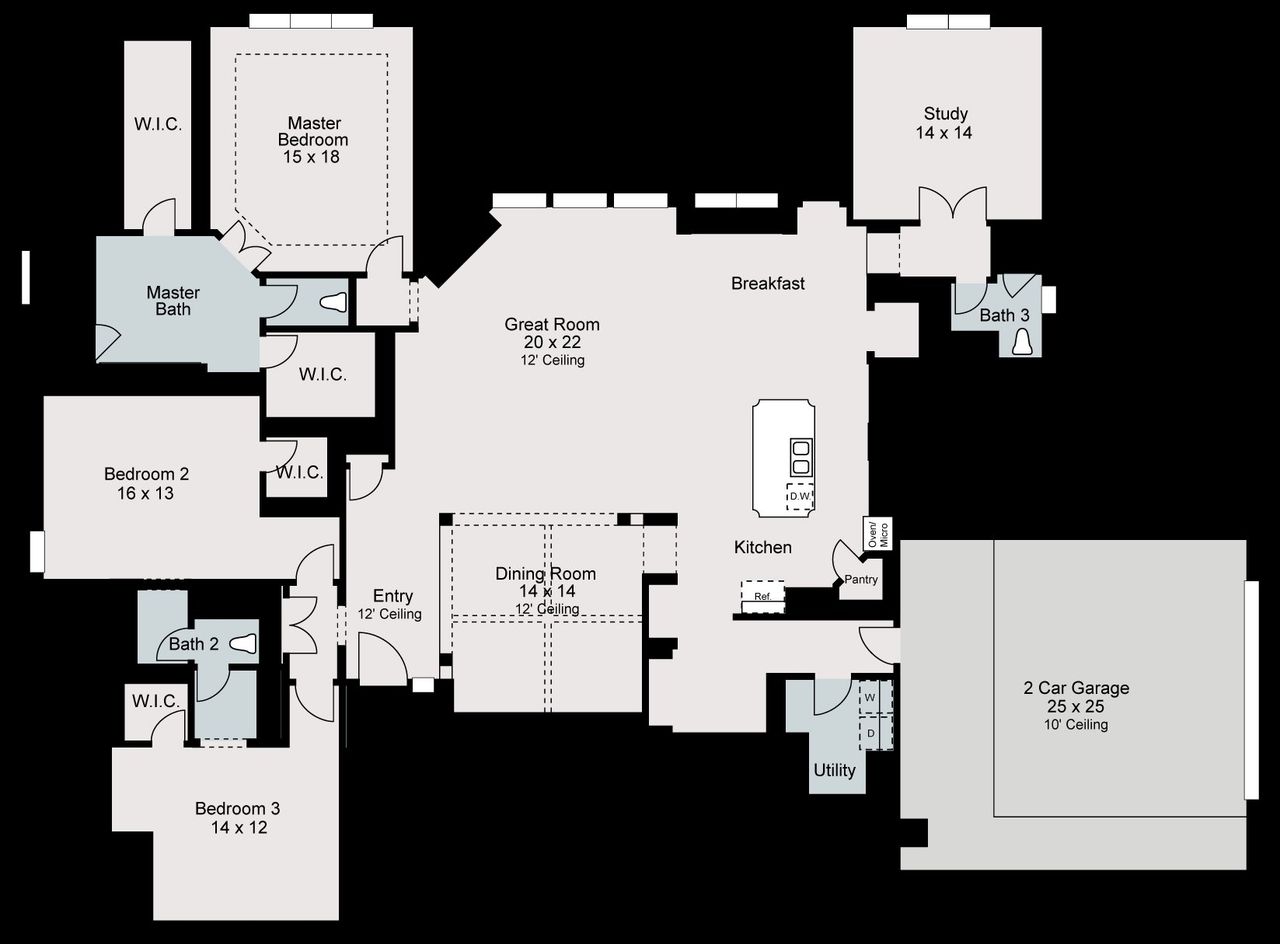 2D floor plan layout for the Cologne by Sitterle Homes in Enchanted Bluff, Garden Ridge, TX (Image 2). 2D floor plan layout for the Cologne by Sitterle Homes in Enchanted Bluff, Garden Ridge, TX (Image 2).