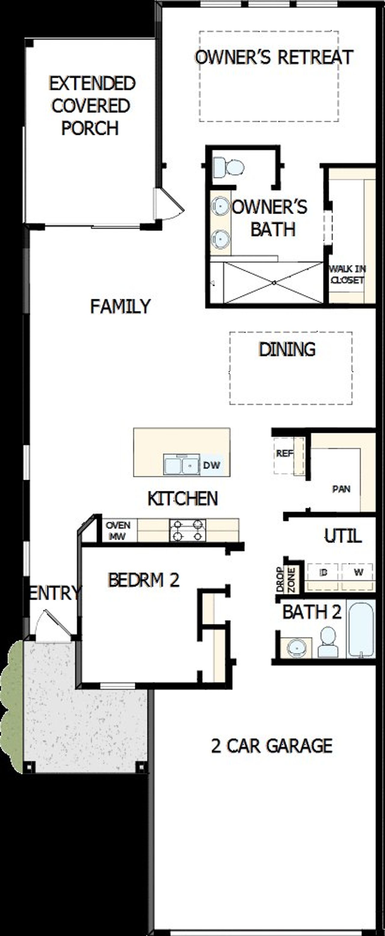 2D floor plan layout of this home in Encore at Chatham Park – Villa Series, Pittsboro, NC (Image 2).