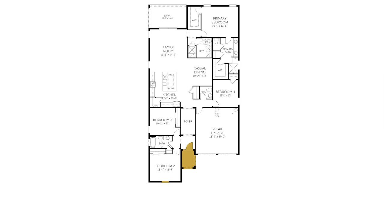 2D floor plan layout of this home in Avalon Woods, Winter Garden, FL (Image 2).
