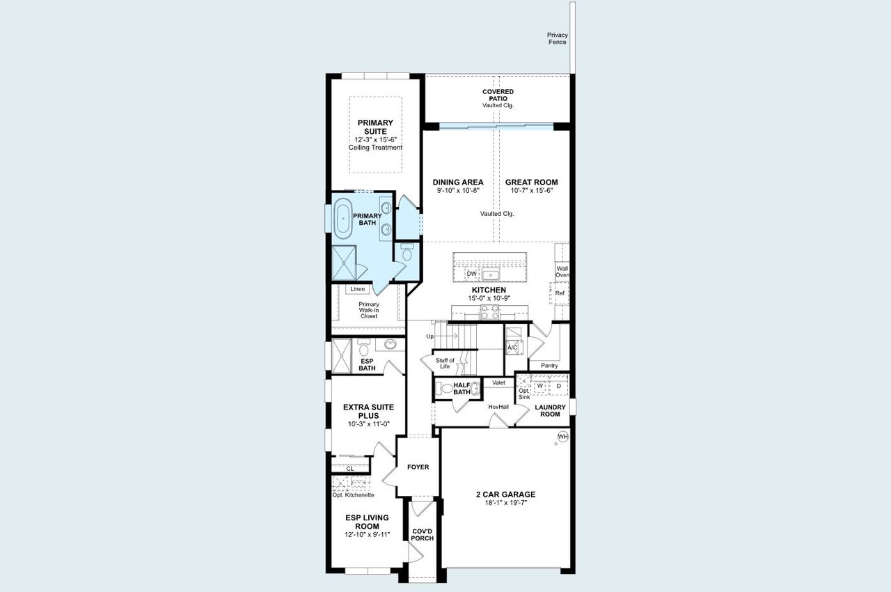 2D floor plan layout of this home in Parkside at Tuttle Royale, Royal Palm Beach, FL (Image 2).