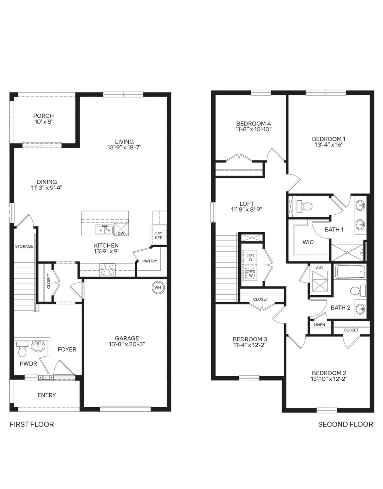 2D floor plan layout for the BELLEAIR- End Unit by D.R. Horton in Vineland Reserve, Osteen, FL (Image 2).
