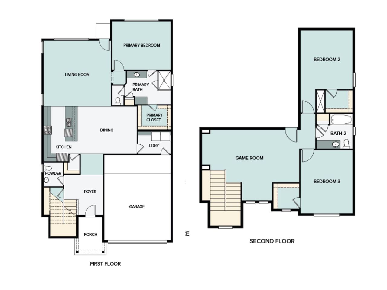 2D floor plan layout of this home in Cross Creek, Cedar Park, TX (Image 2).