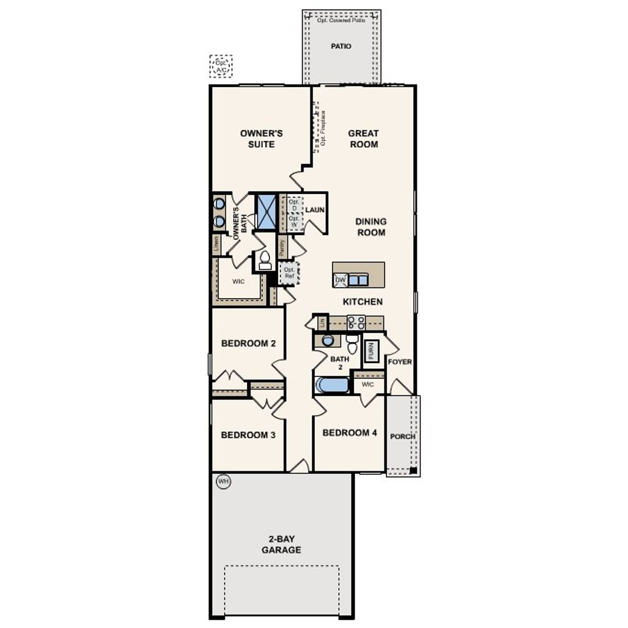2D floor plan layout of this home in The Preserve at Camden Woods, Kingsland, GA (Image 2).