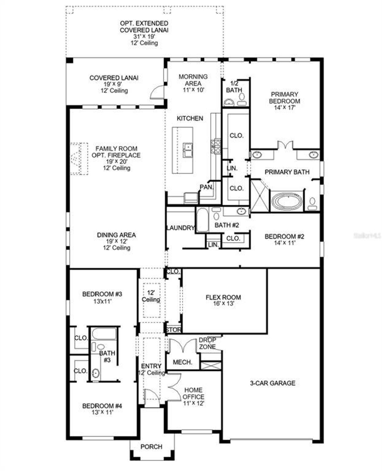 2D floor plan layout of this home in Sanctuary at Seaire, Parrish, FL (Image 2).