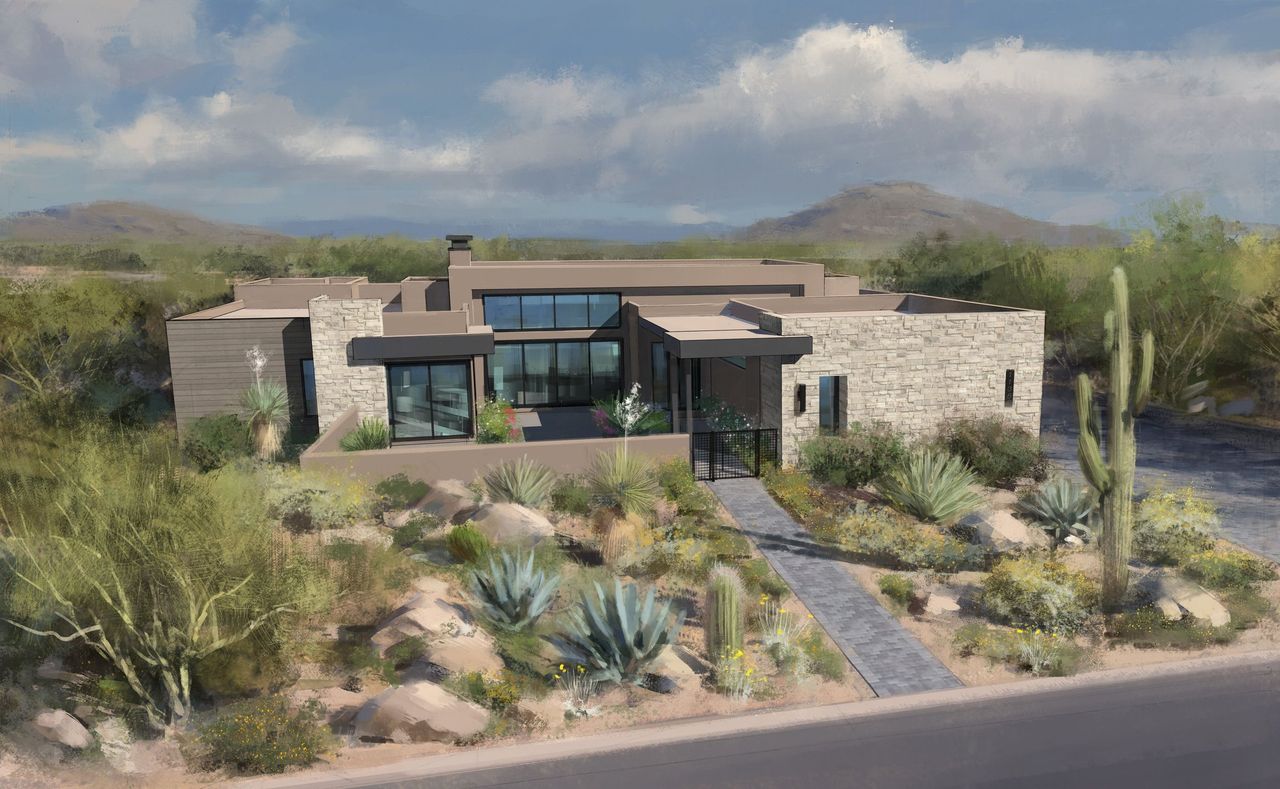 Representative exterior photo of a completed home built from the 1 by Camelot Homes in The Edge at Joy Ranch, Scottsdale, AZ (Image 2).