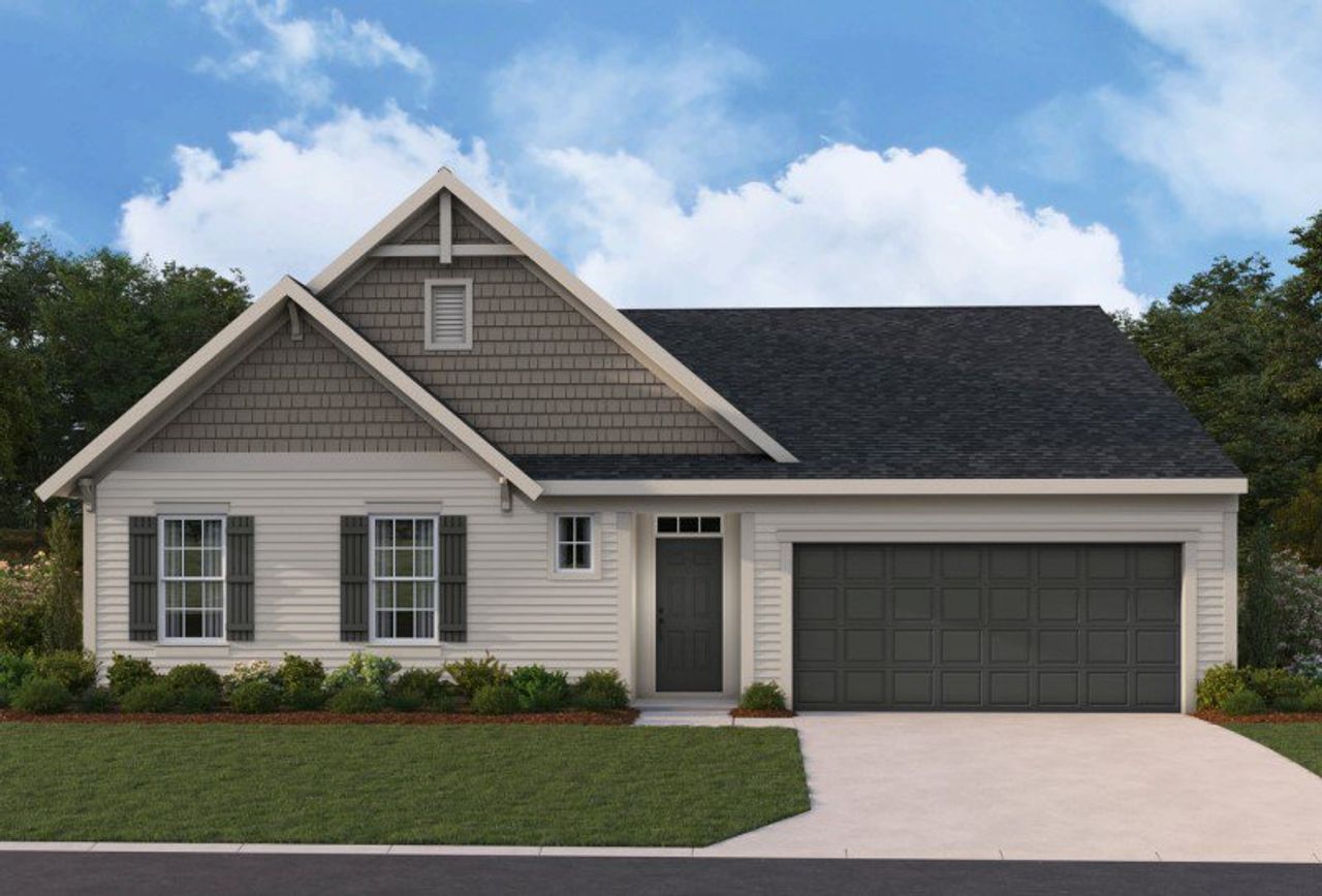 Representative exterior photo of a completed home built from the Calvin by Fischer Homes in Lochmoor at Savannah Lakes, Hiram, GA (Image 2).
