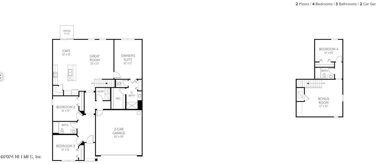 2D floor plan layout of this home in Wilford Oaks, Orange Park, FL (Image 2).