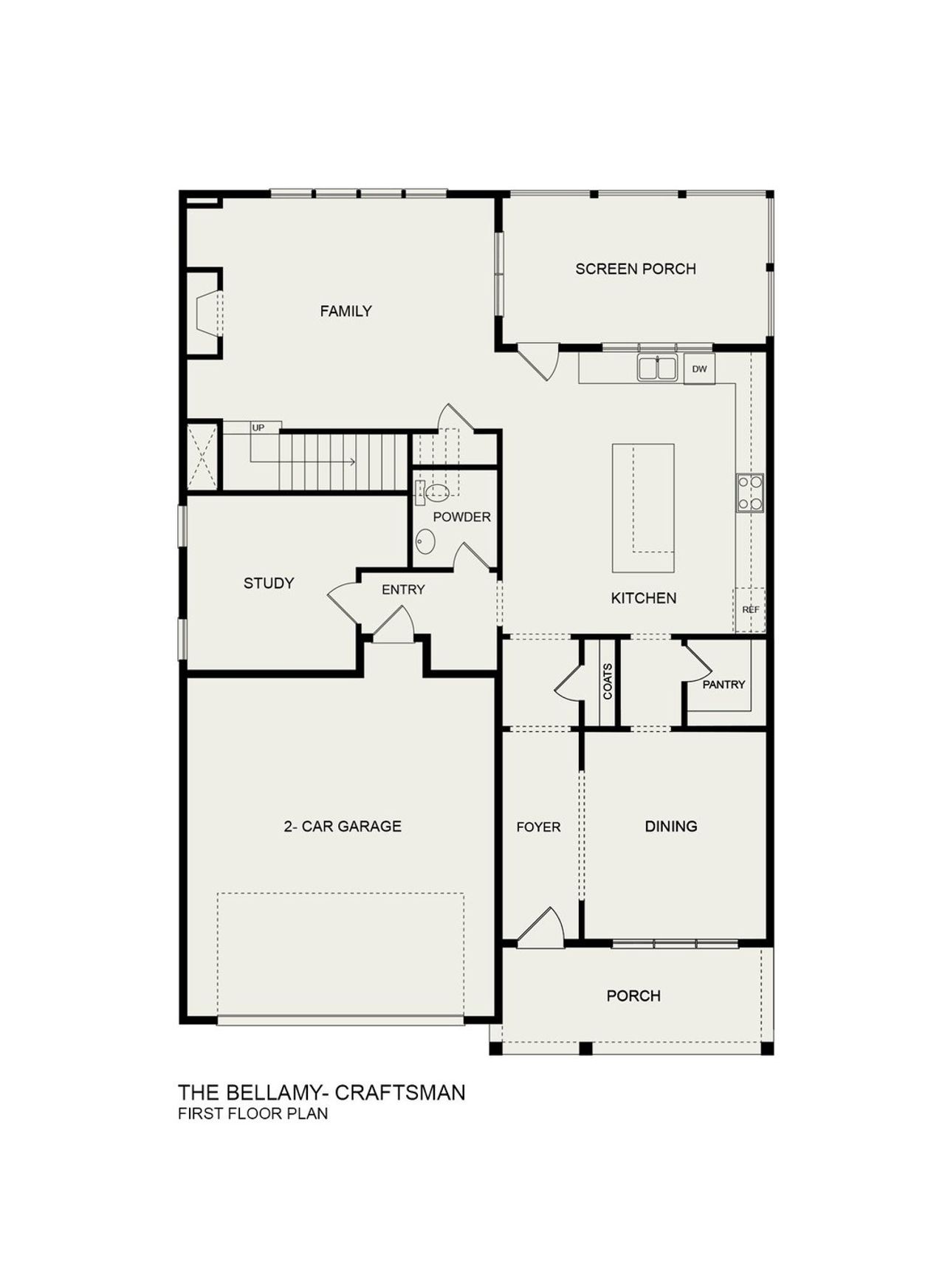 2D floor plan layout for the Bellamy Craftsman by Homes by Dickerson in Ponder, Wendell, NC (Image 2).