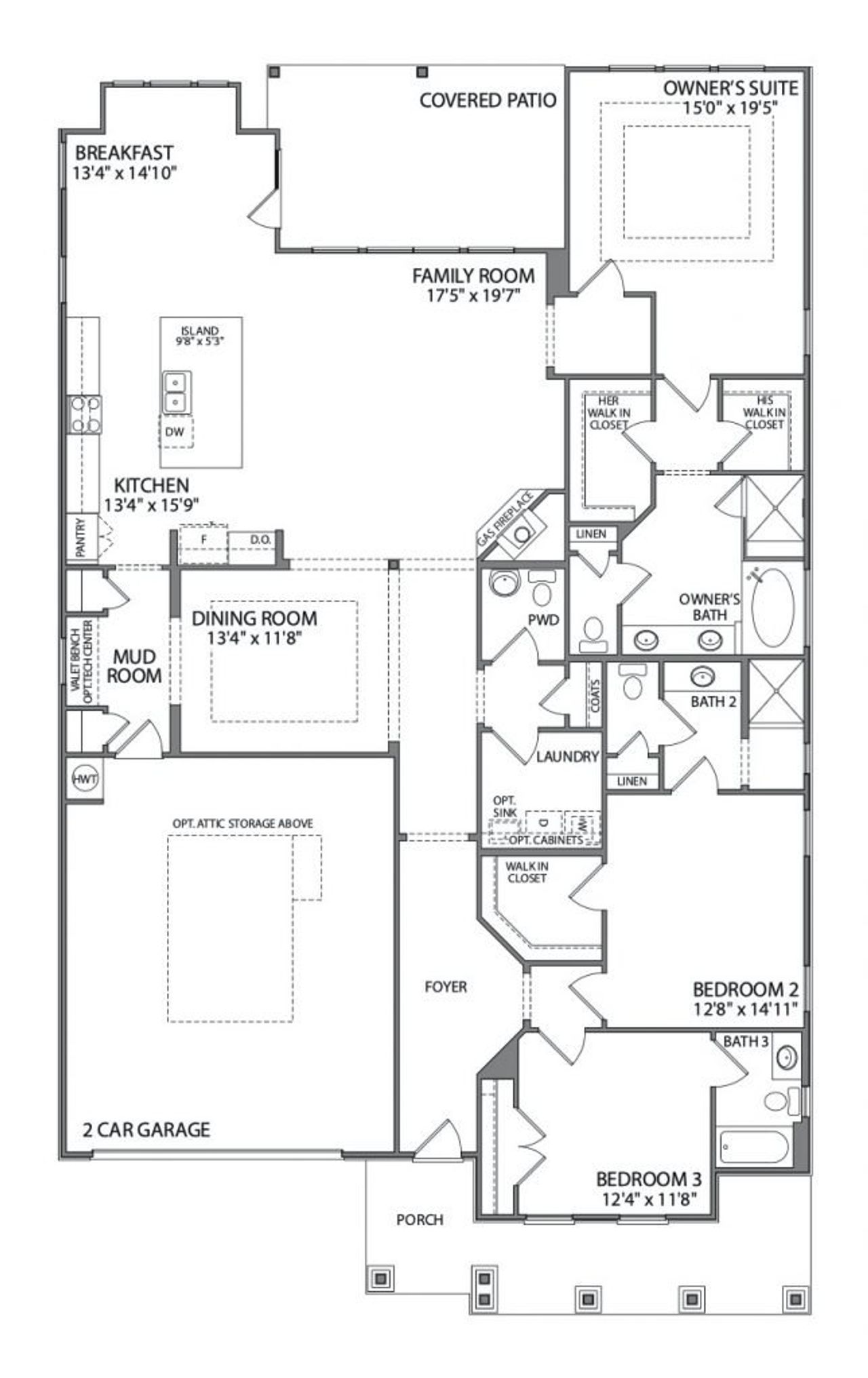 2D floor plan layout for the The Waveland by Patrick Malloy Communities in Horizon at Laurel Canyon, Canton, GA (Image 2).