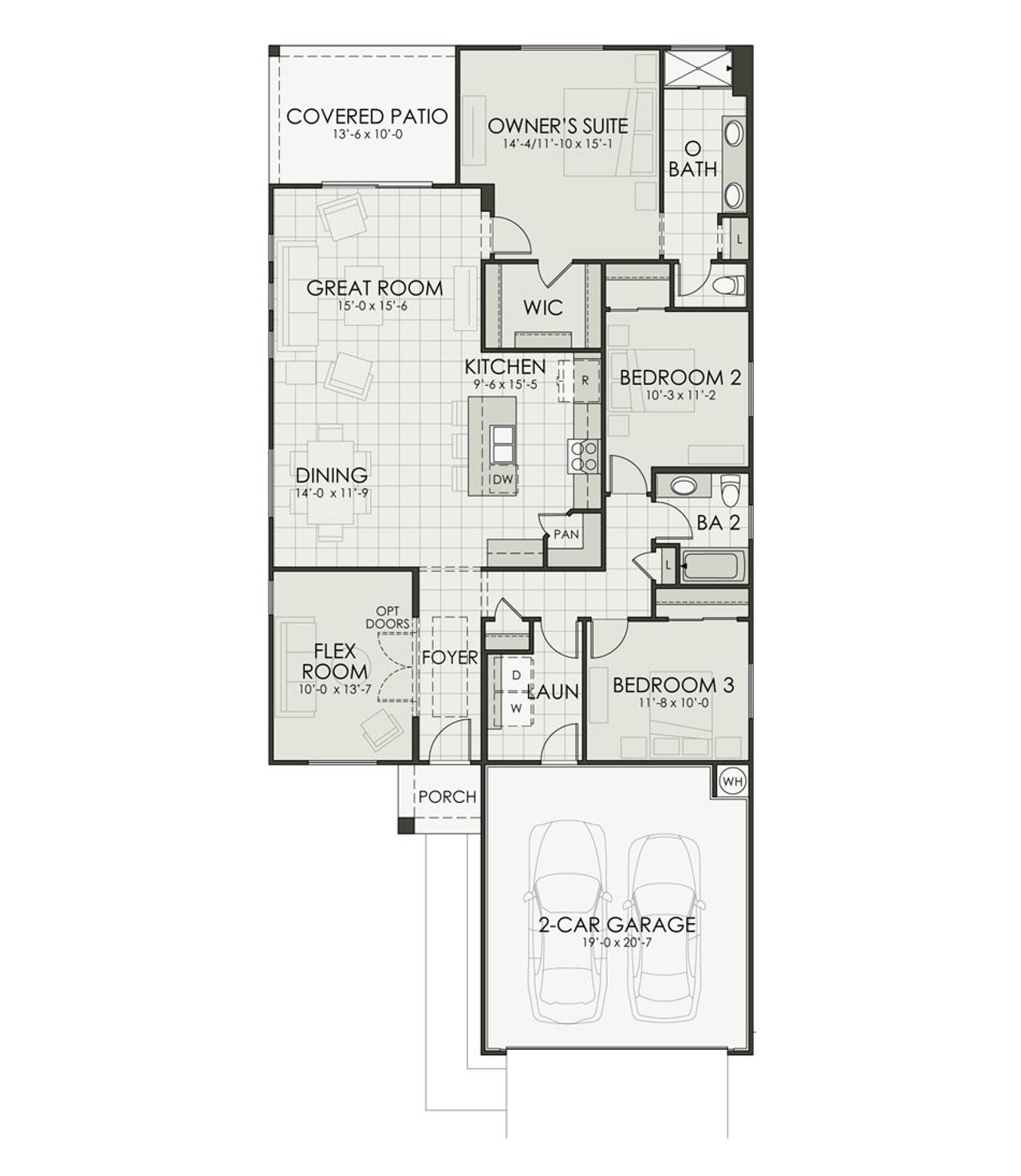 2D floor plan layout of this home in Ryder Ranch, Surprise, AZ (Image 2).