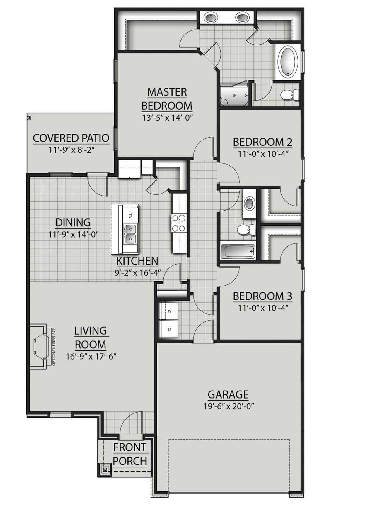 2D floor plan layout for the Danbury IV W by DSLD Homes in Mostyn Springs, Magnolia, TX (Image 2).
