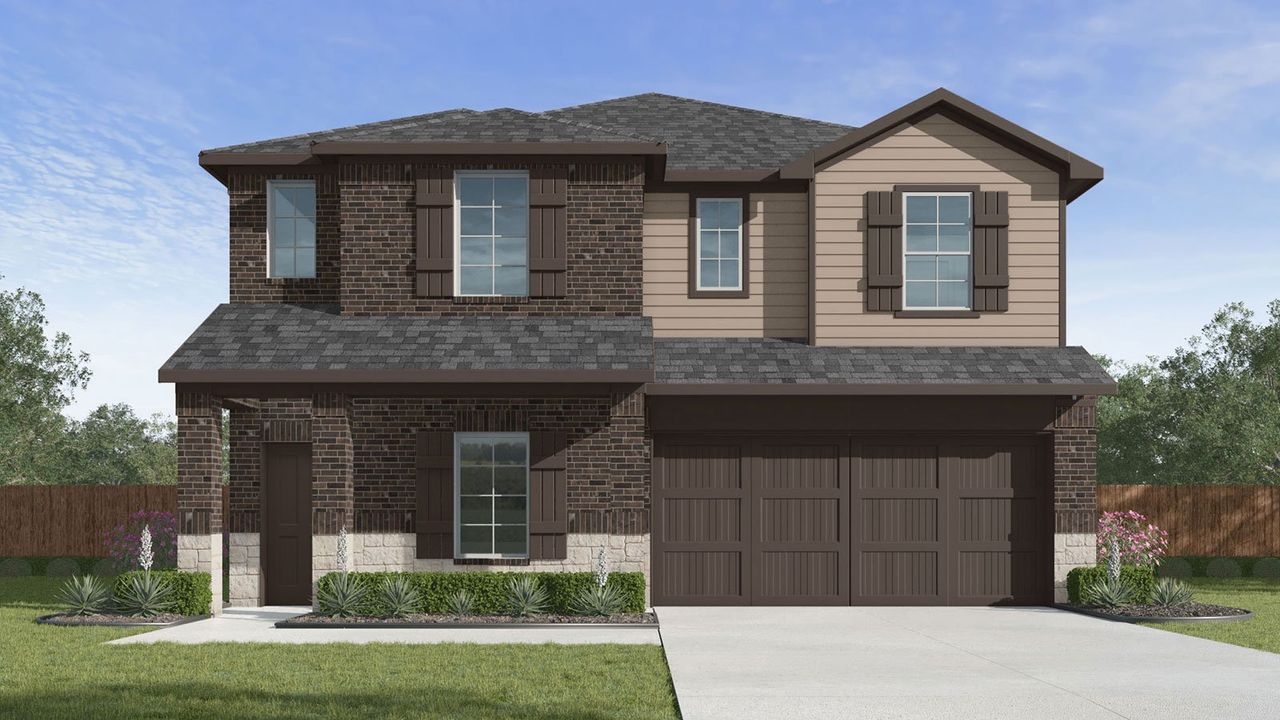 Representative exterior photo of a completed home built from the Sterling by D.R. Horton in Emberly, Beasley, TX (Image 2). Representative exterior photo of a completed home built from the Sterling by D.R. Horton in Emberly, Beasley, TX (Image 2).