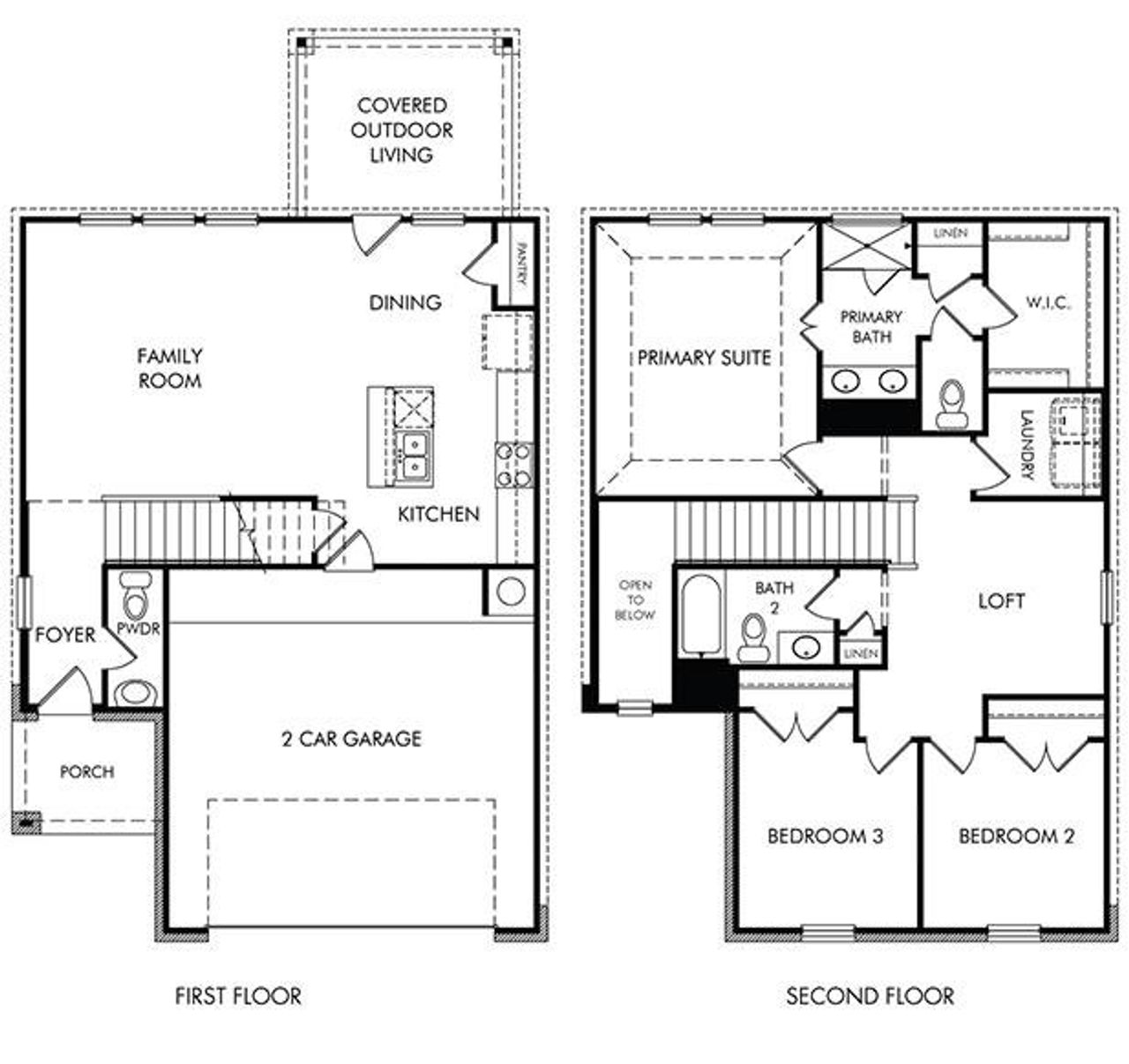 2D floor plan layout of this home in Butler Farms - Americana Collection, Liberty Hill, TX (Image 2).