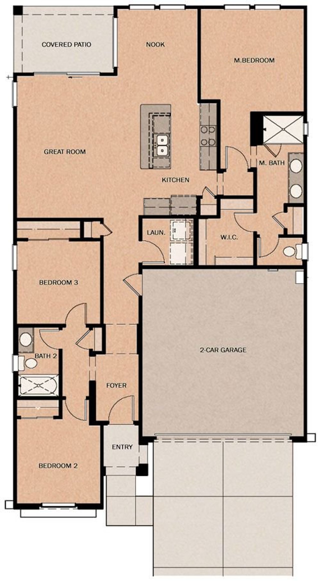 2D floor plan layout of this home in Redwood Valley at Escalante, Surprise, AZ (Image 2).