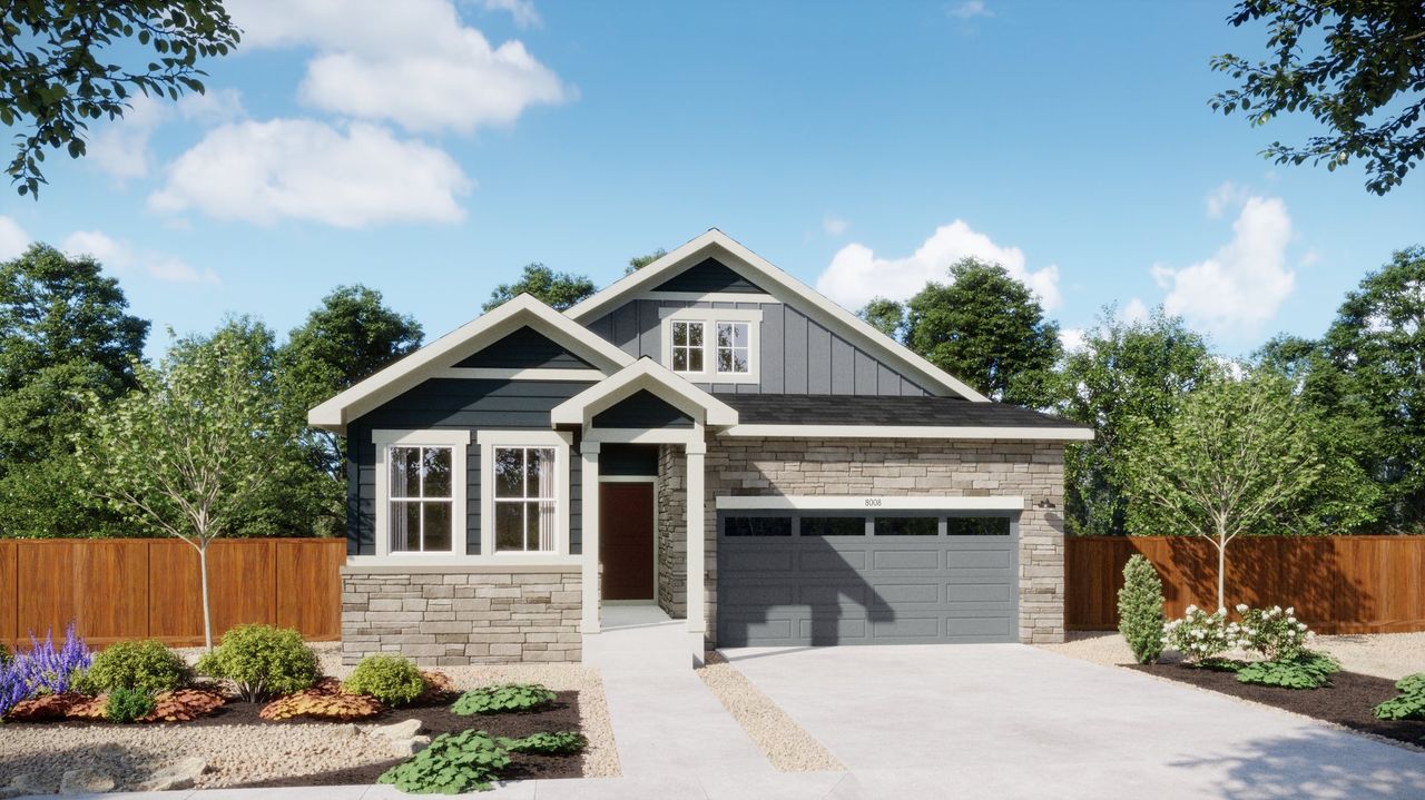 Representative exterior photo of a completed home built from the 3500 by Risewell Homes in Harvest Crossing, Aurora, CO (Image 2).